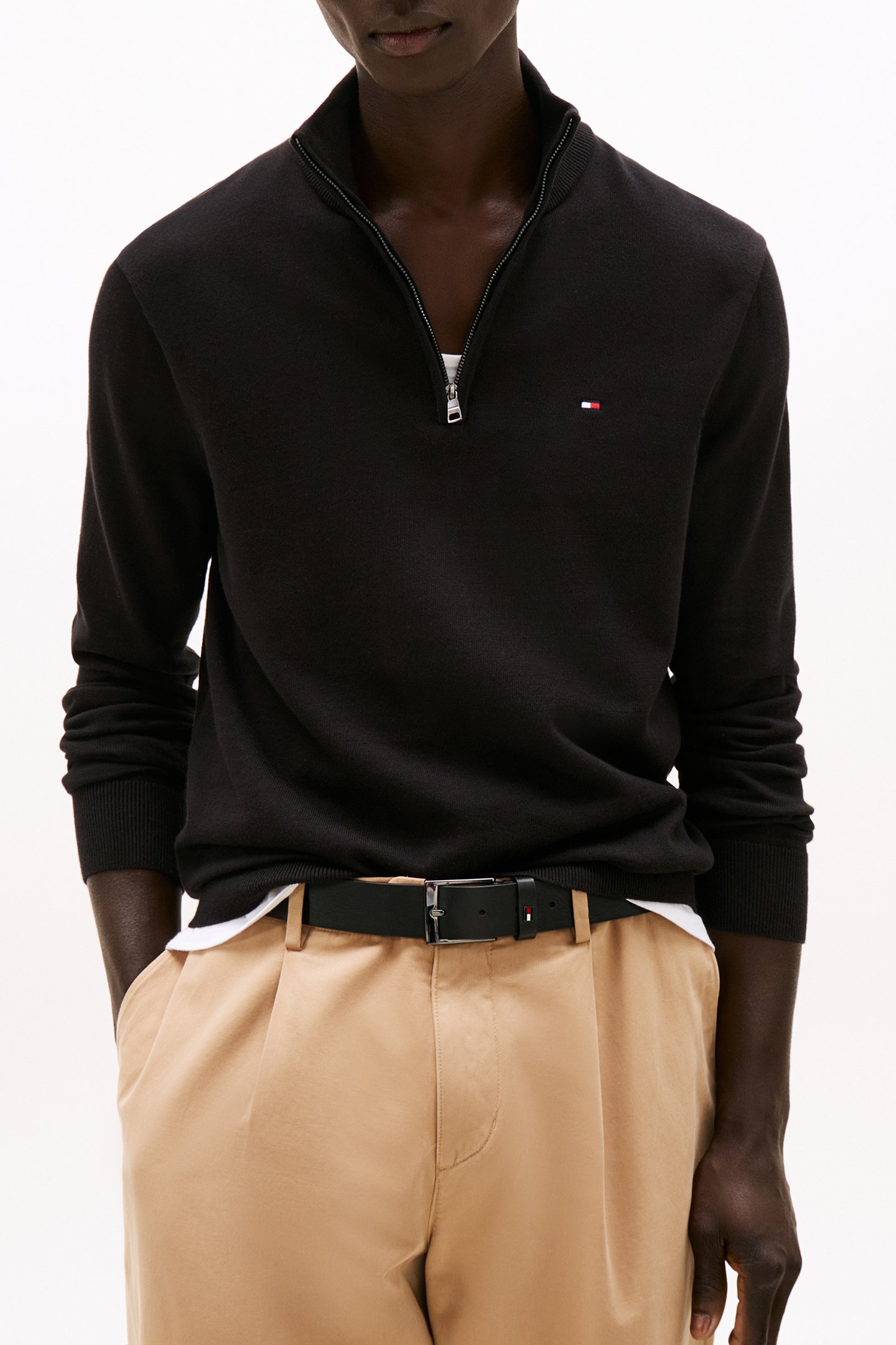ESSENTIAL COTTON ZIP JUMPER BLACK 1