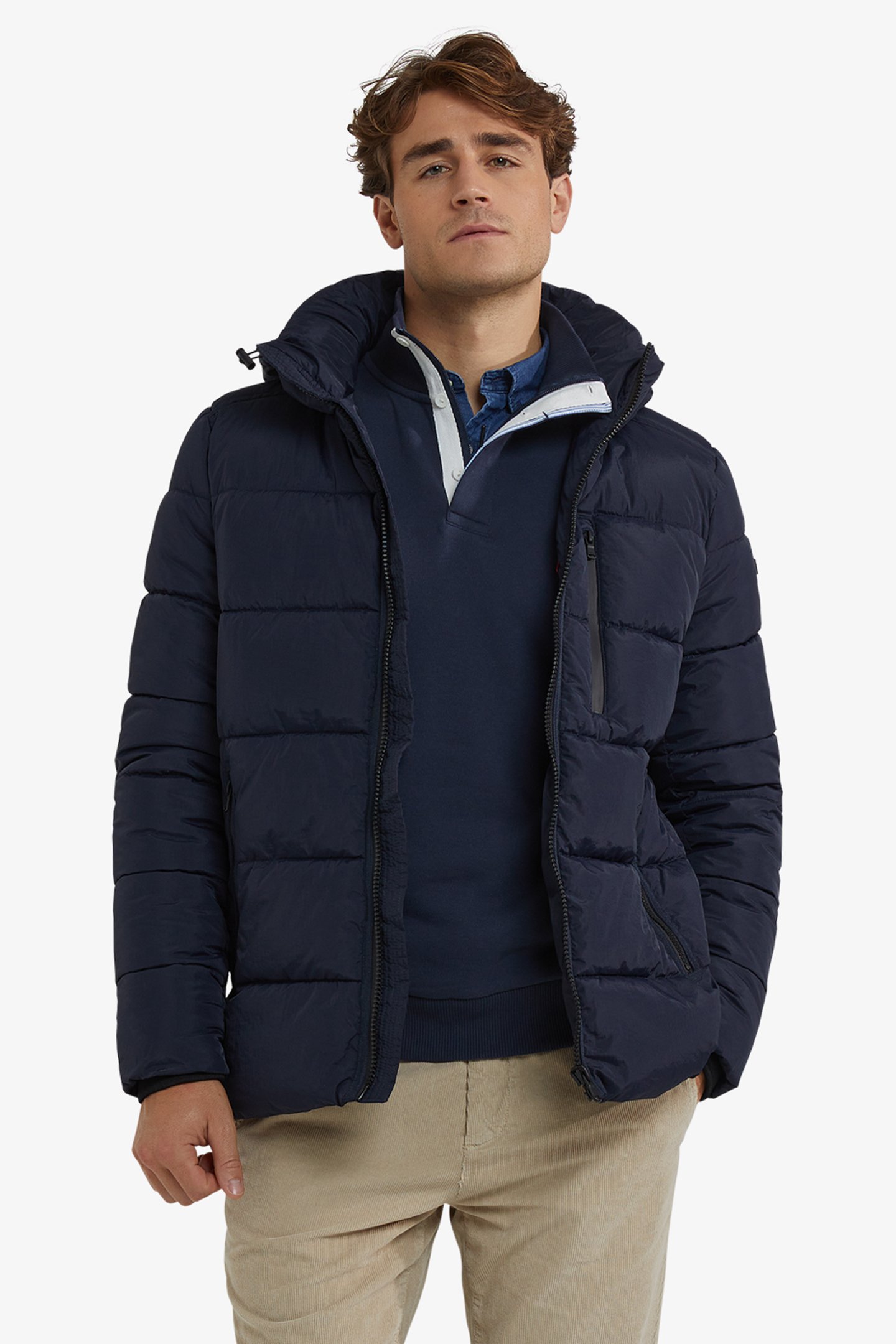 HOODED BOMBER JACKET NAVY 1