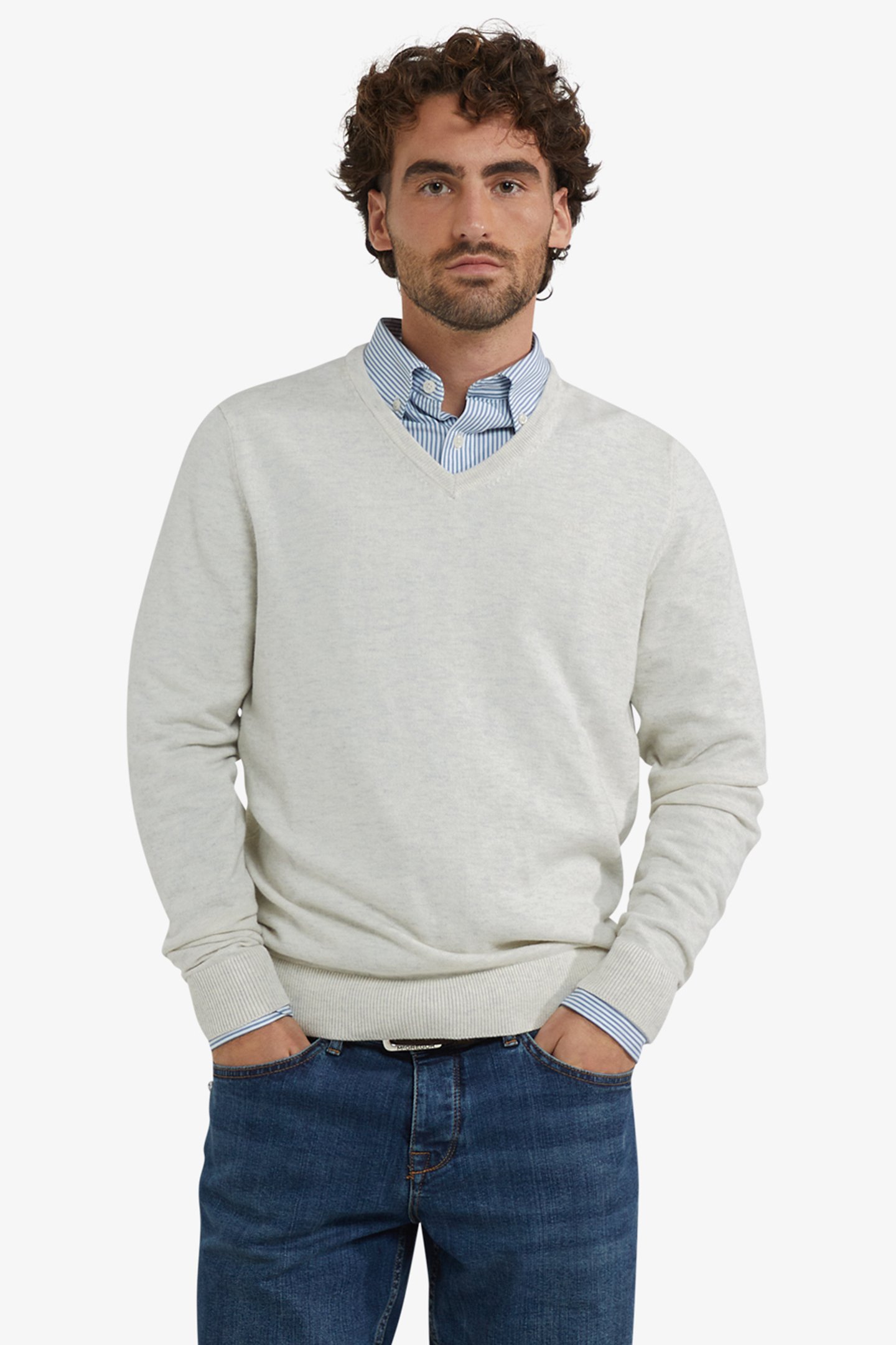 V-NECK SWEATER OFF WHITE 1