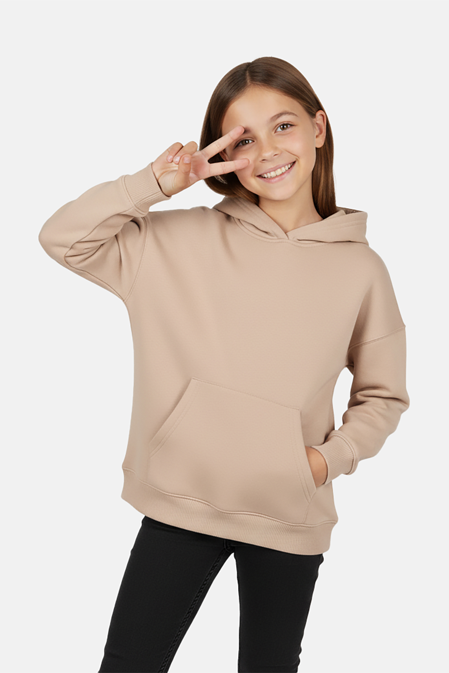 KIDS ORLA SW HOOD OVERS FOR GIRLS TAUPE 1