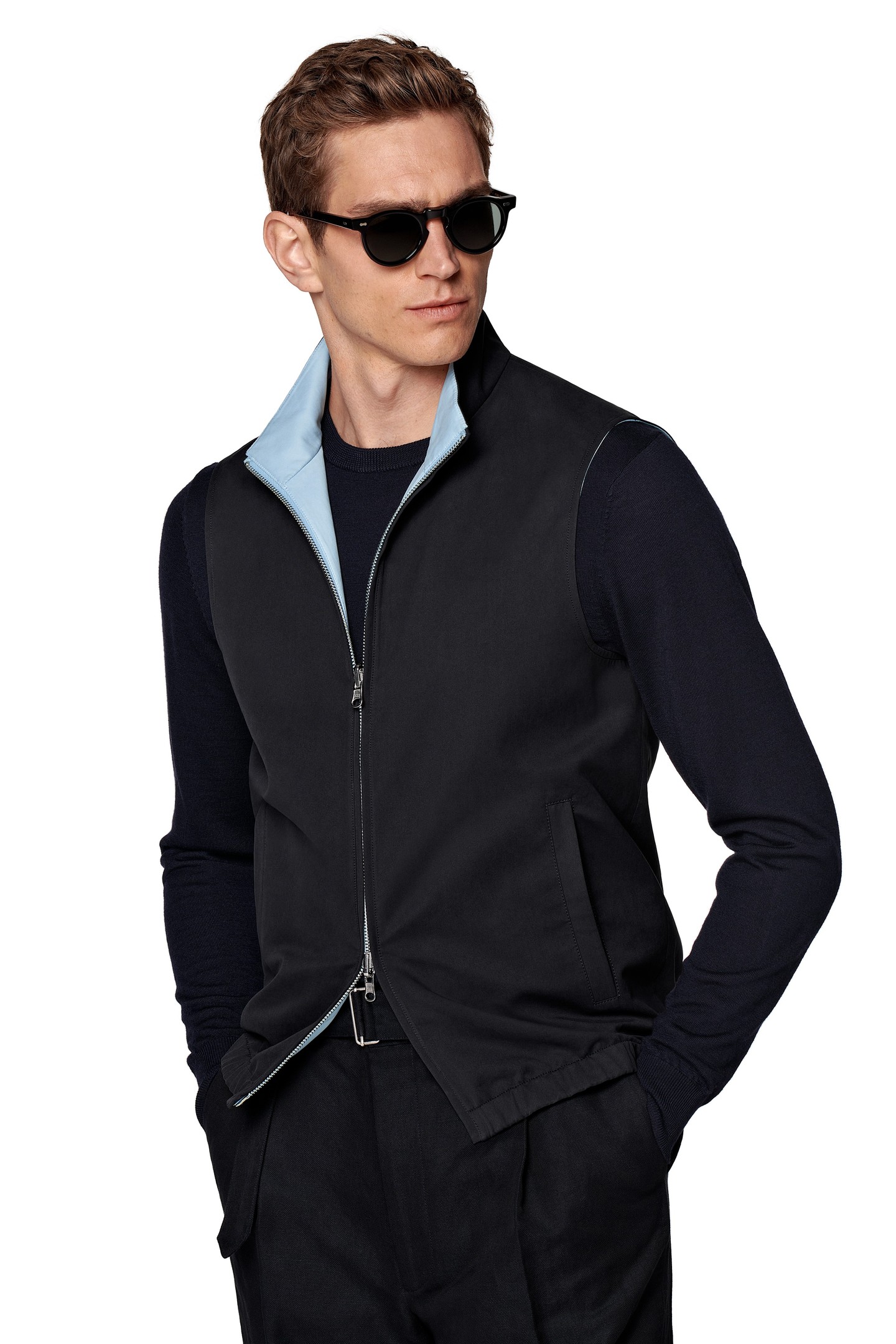 ZIP VEST-NAVY NAVY & LIGHT BLUE 1