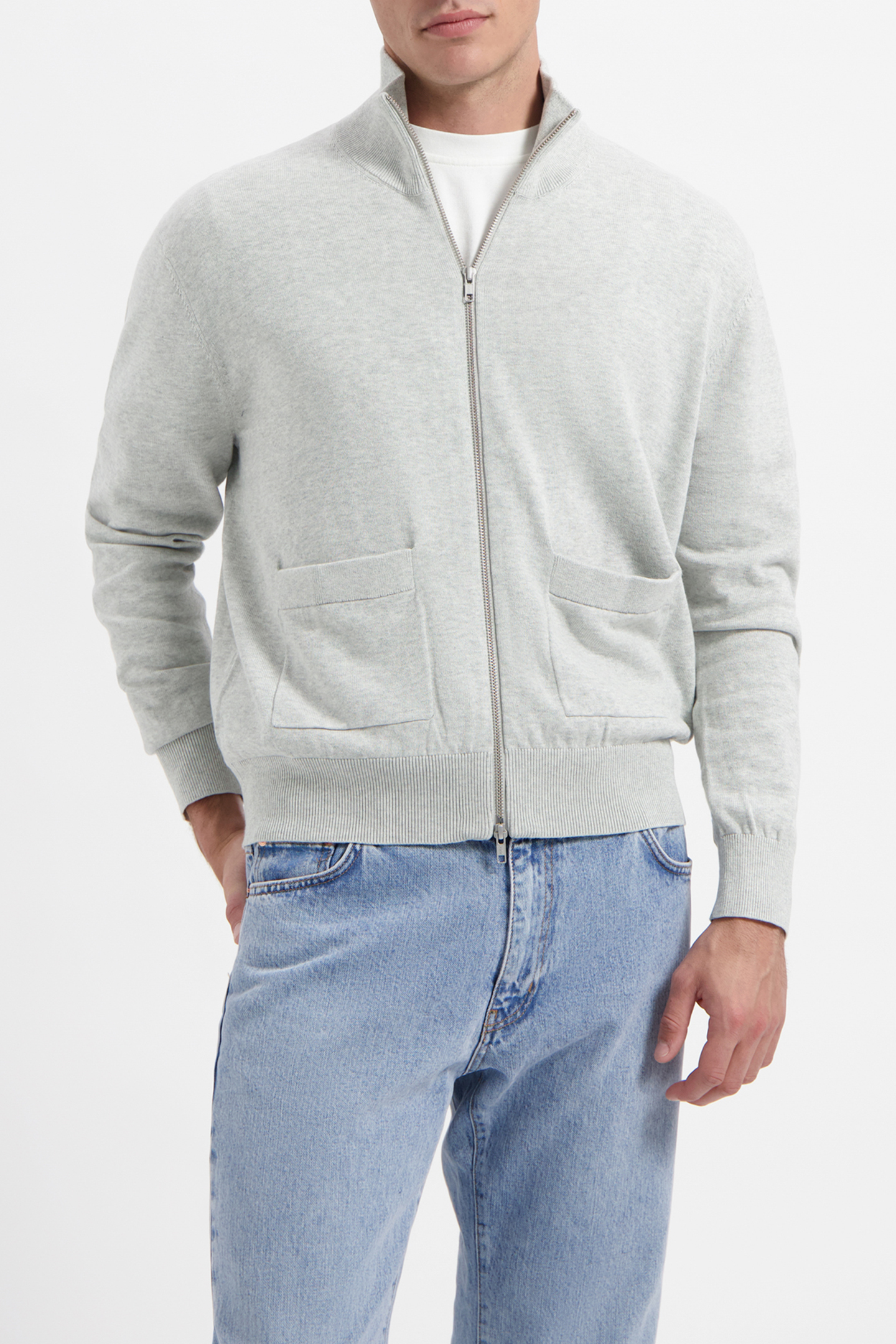WAL – BLAKE ZIP CARDIGAN LIGHT GREY MELANGE 1