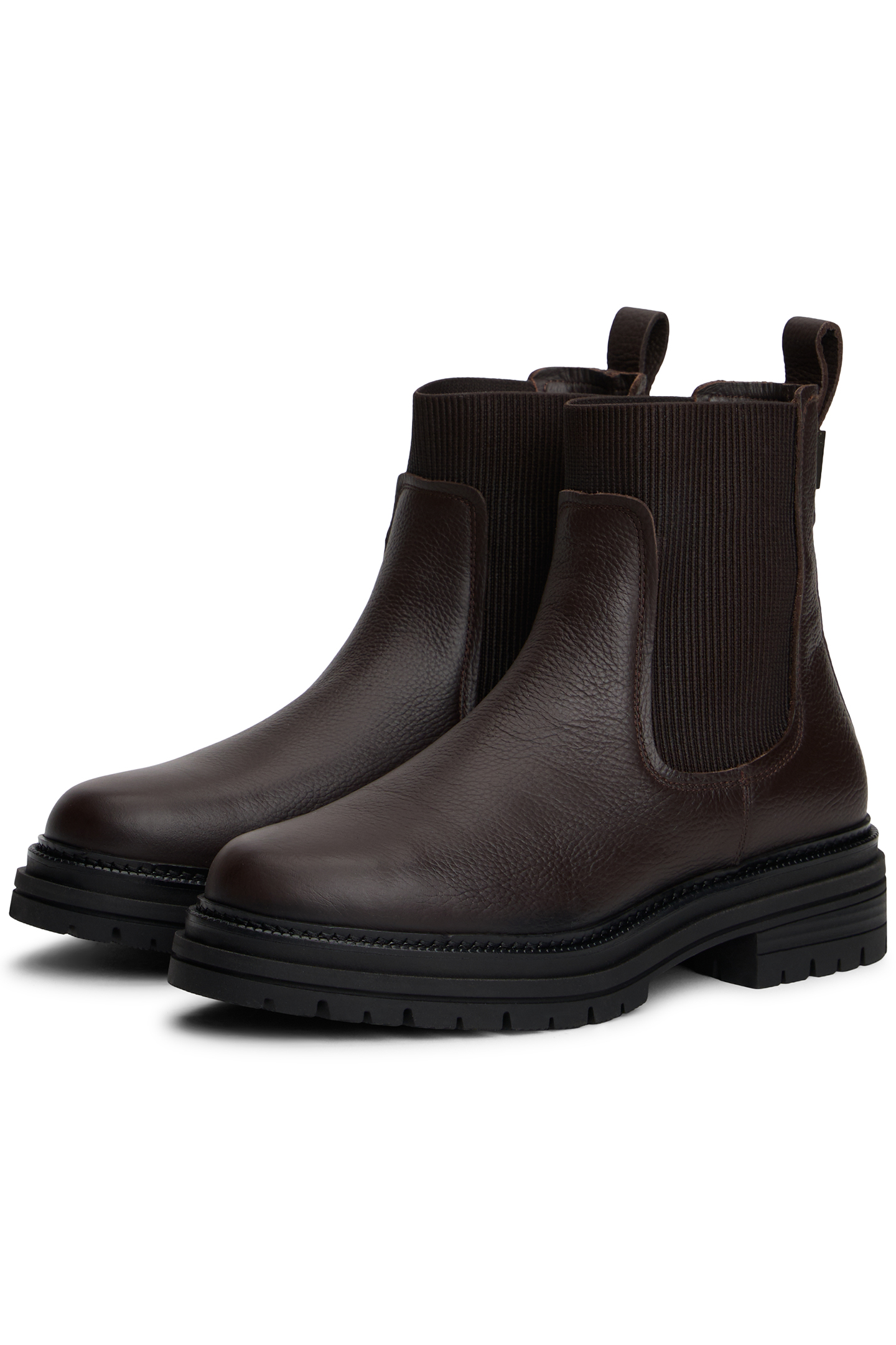 PEBBLE GRAIN LEATHER CHELSEA BOOTS CHARRED WOOD 2