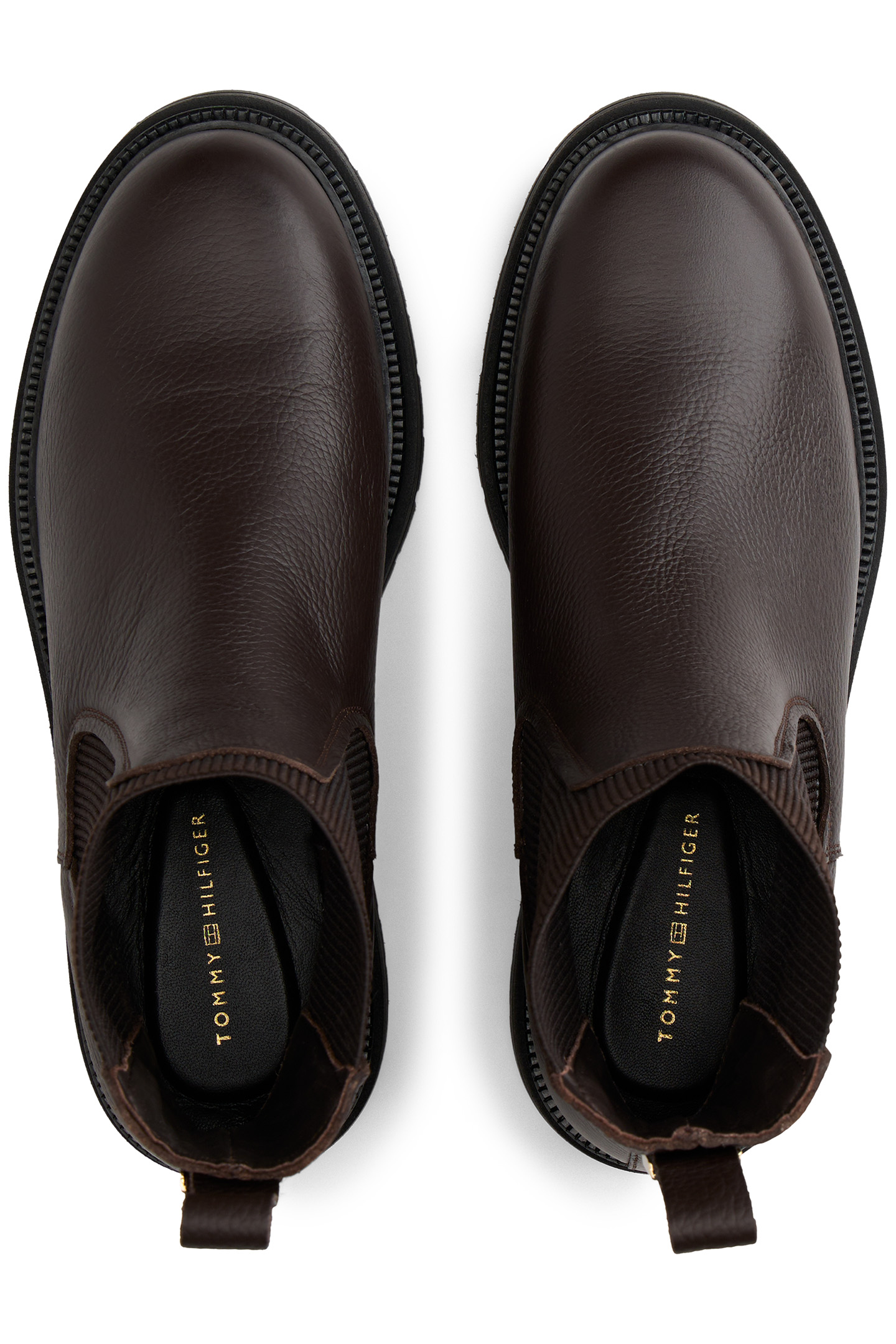 PEBBLE GRAIN LEATHER CHELSEA BOOTS CHARRED WOOD 3