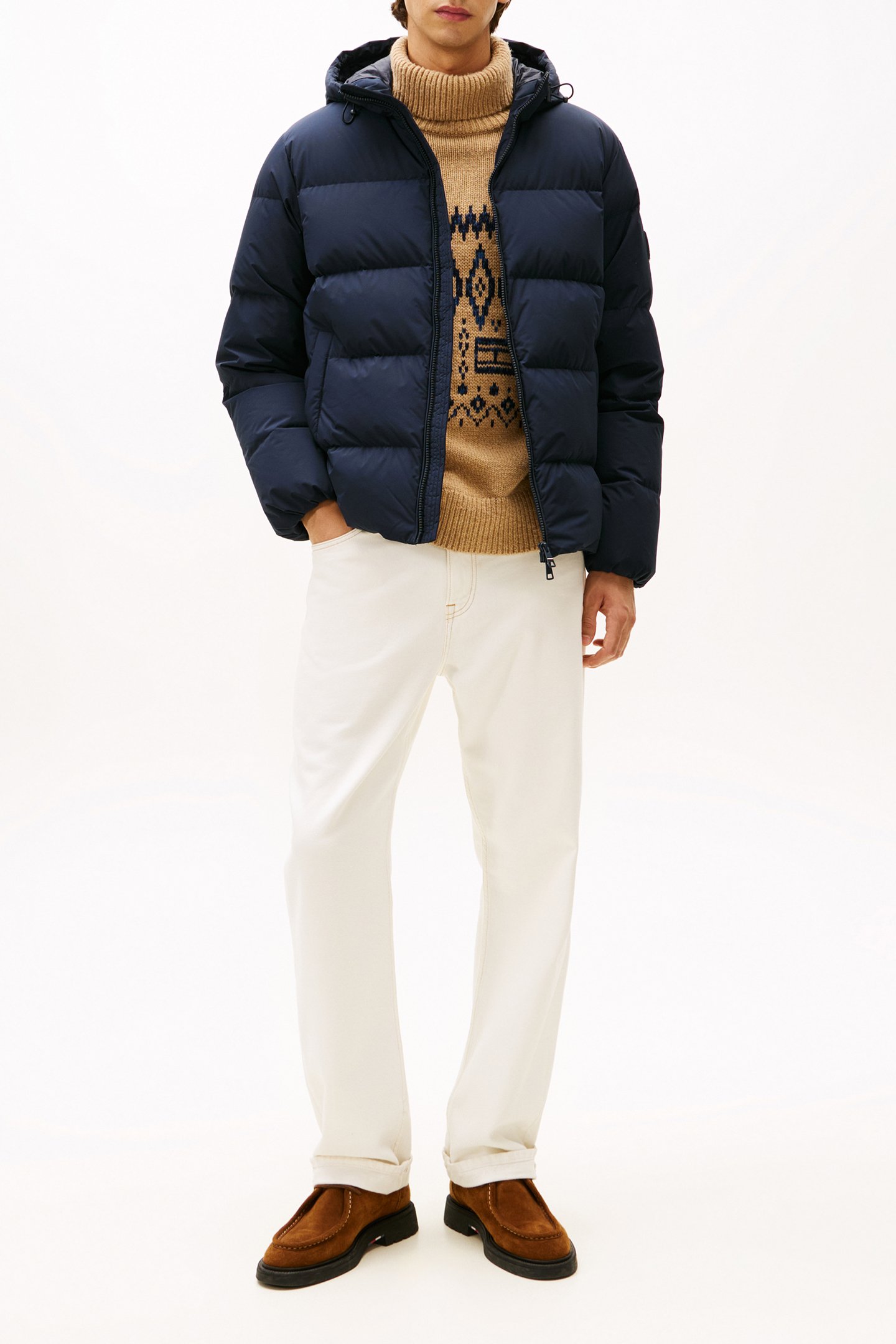 DOWN HOODED PUFFER JACKET NAVY BLUE 1