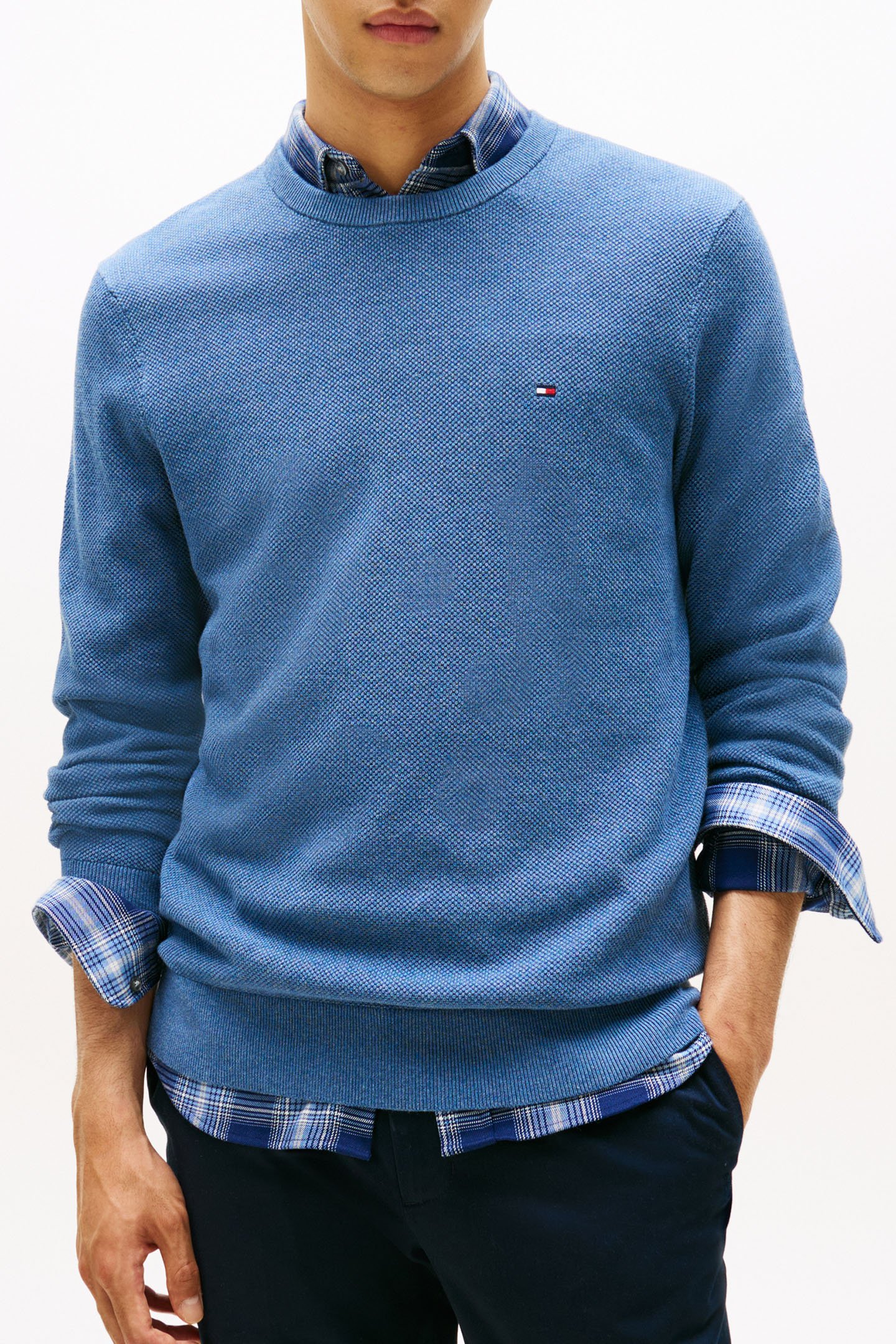 ESSENTIAL STRUCTURE SWEATER PETROL BLUE HEATHER 1