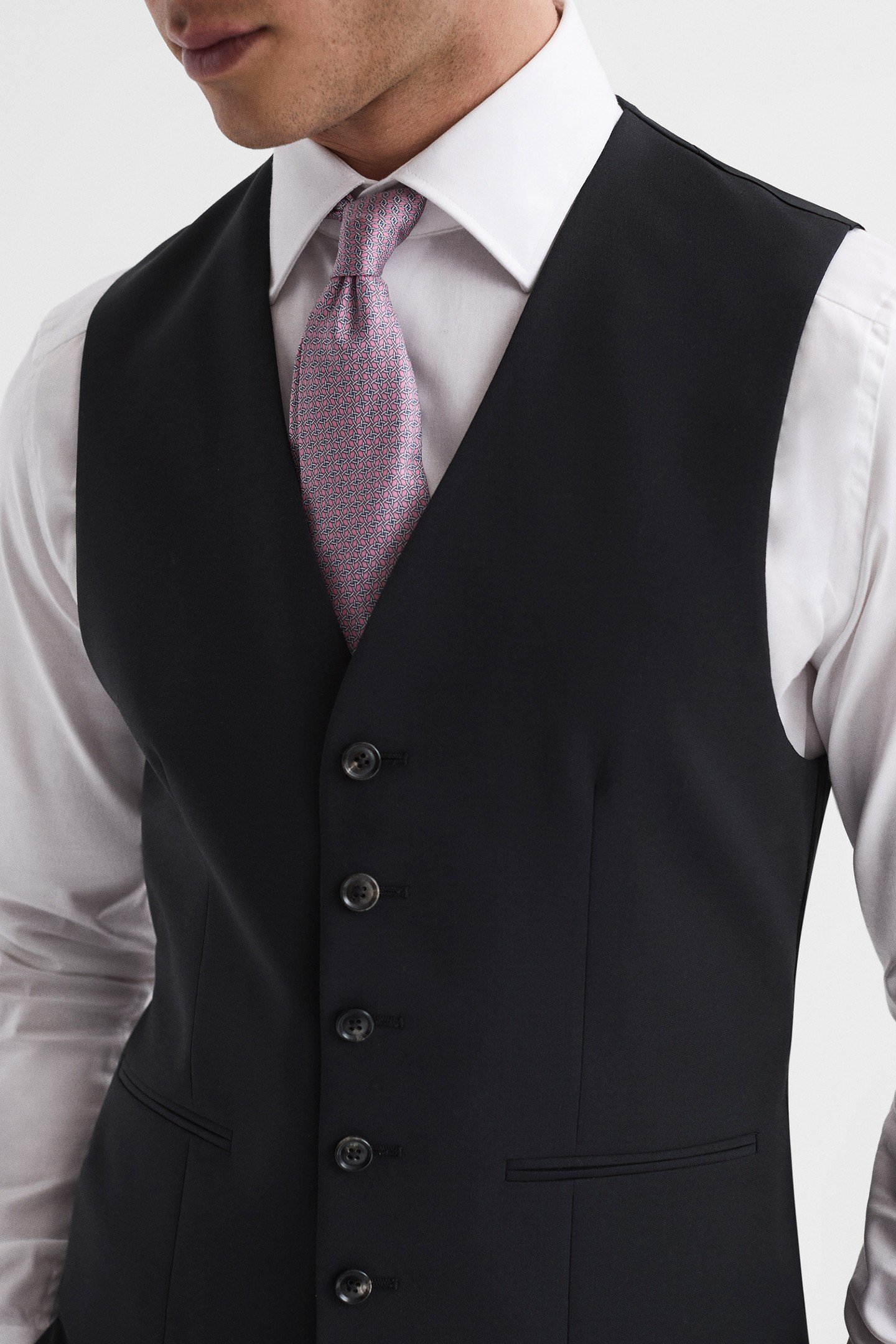 TRAVEL PLAIN WEAVE MODERN WAISTCOAT NAVY 4