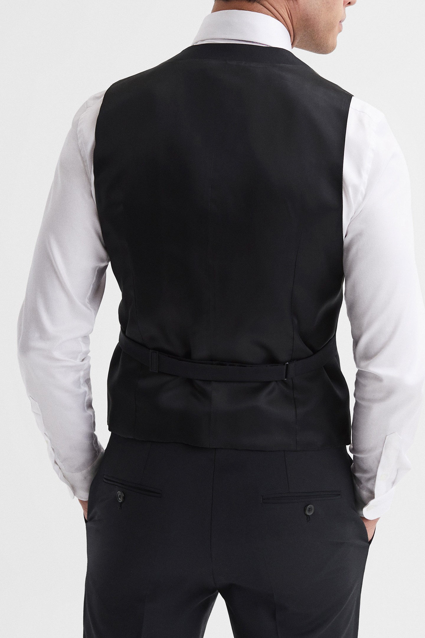 TRAVEL PLAIN WEAVE MODERN WAISTCOAT BLACK 3