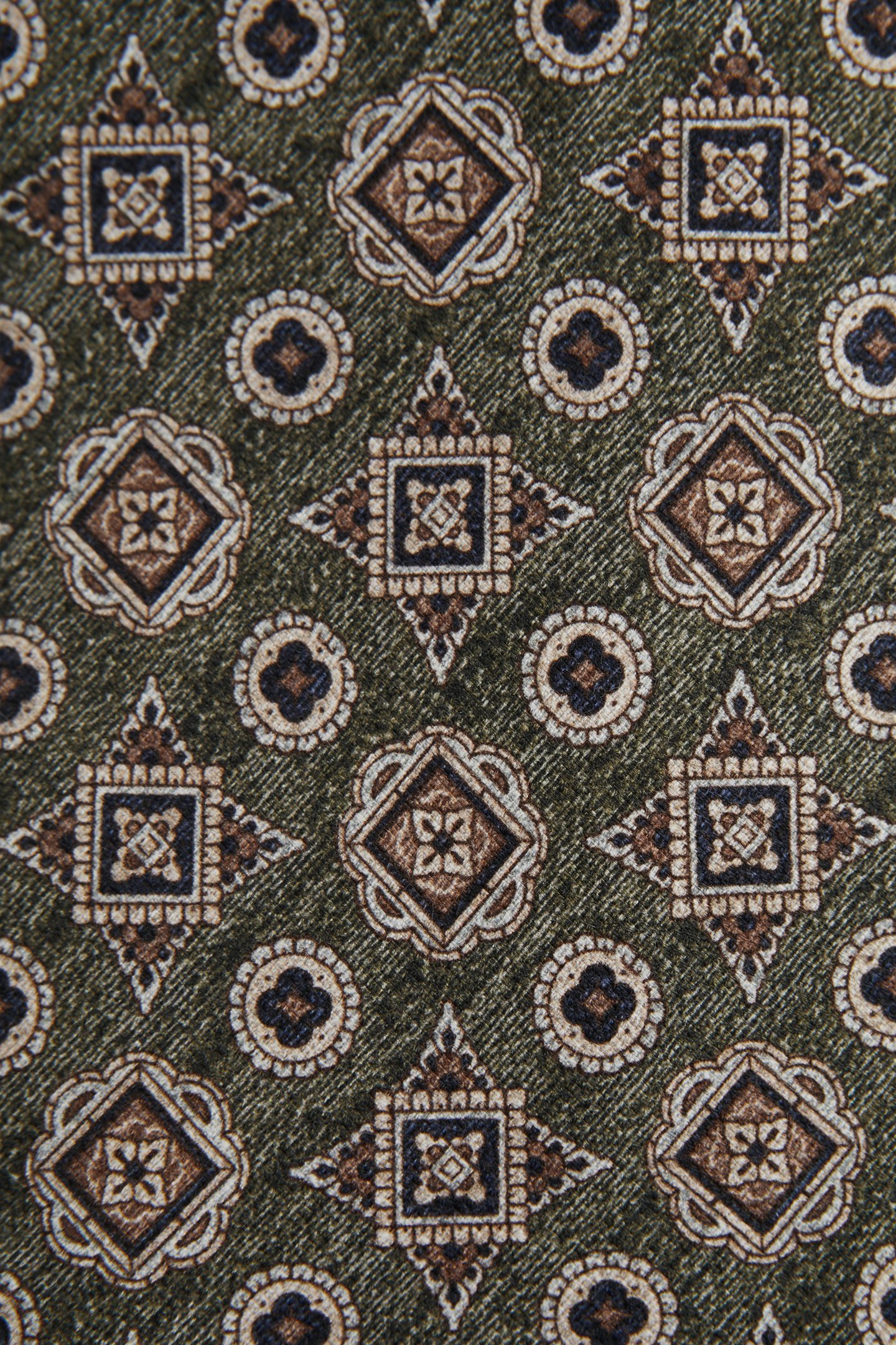 MIXED MEDALLION SILK TIE OLIVE MELANGE 5