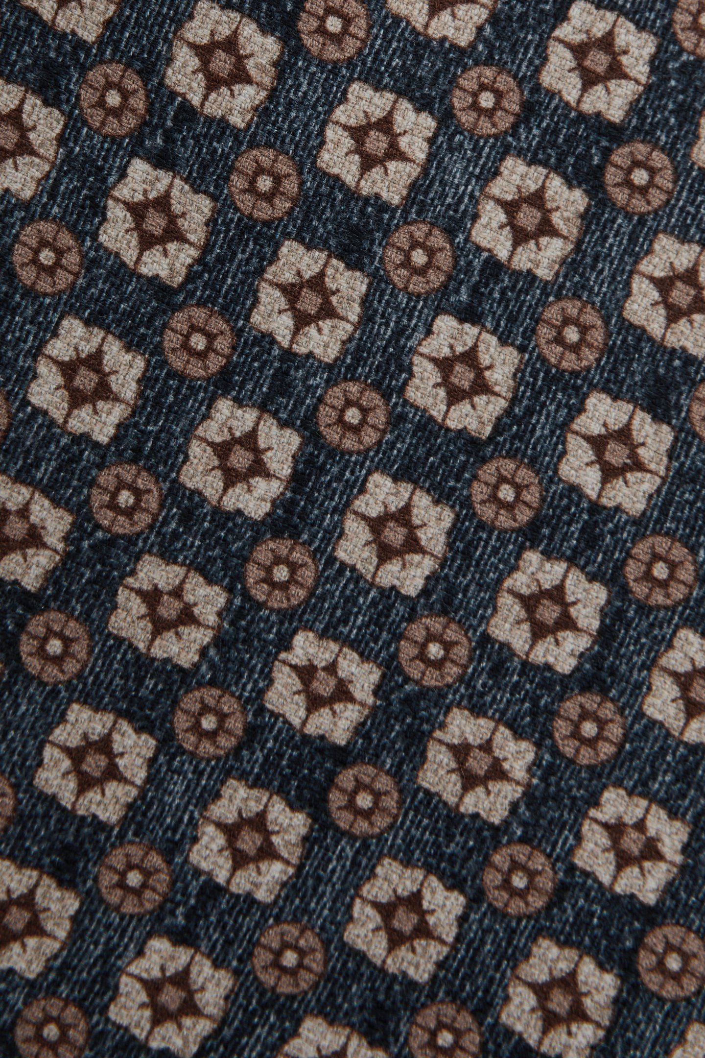 SMALL MEDALLION SILK TIE INDIGO MELANGE 5