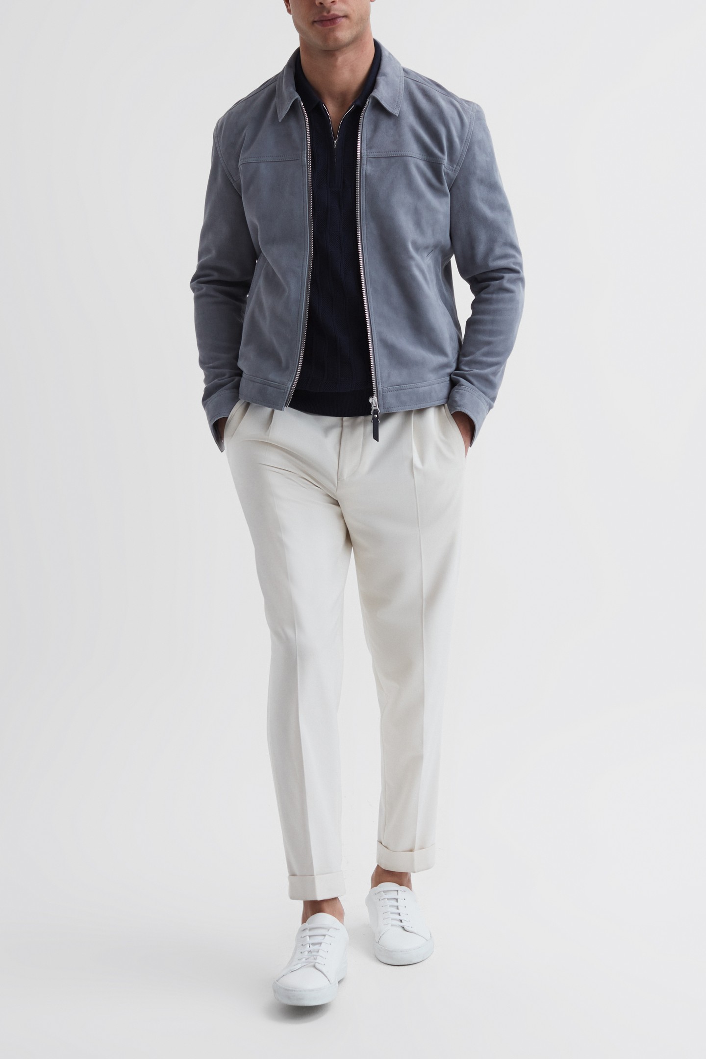 SHORTSLEEVE TEXTURED HALF ZIP POLO NAVY 6