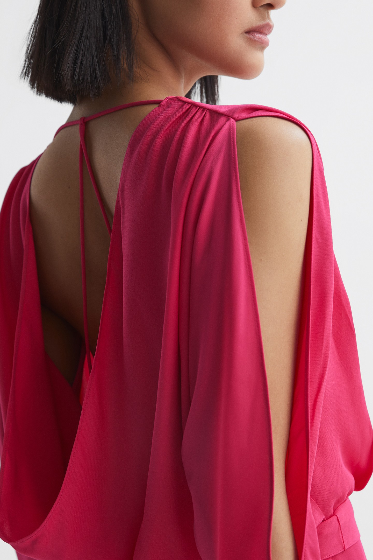 PLAIN SHORT FLIPPY DRESS BRIGHT PINK 5