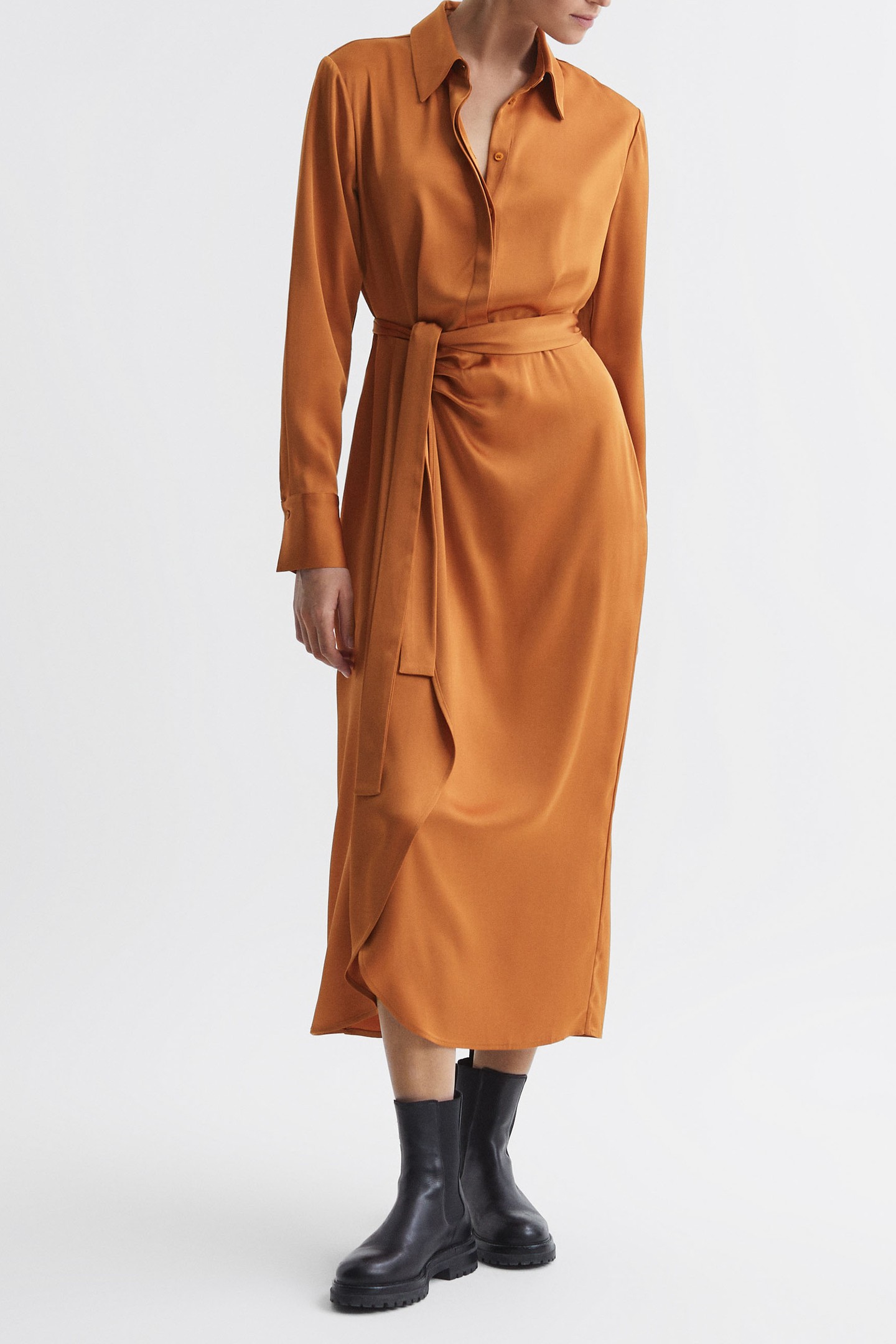 SHIRT MIDI DRESS RUST by Reiss