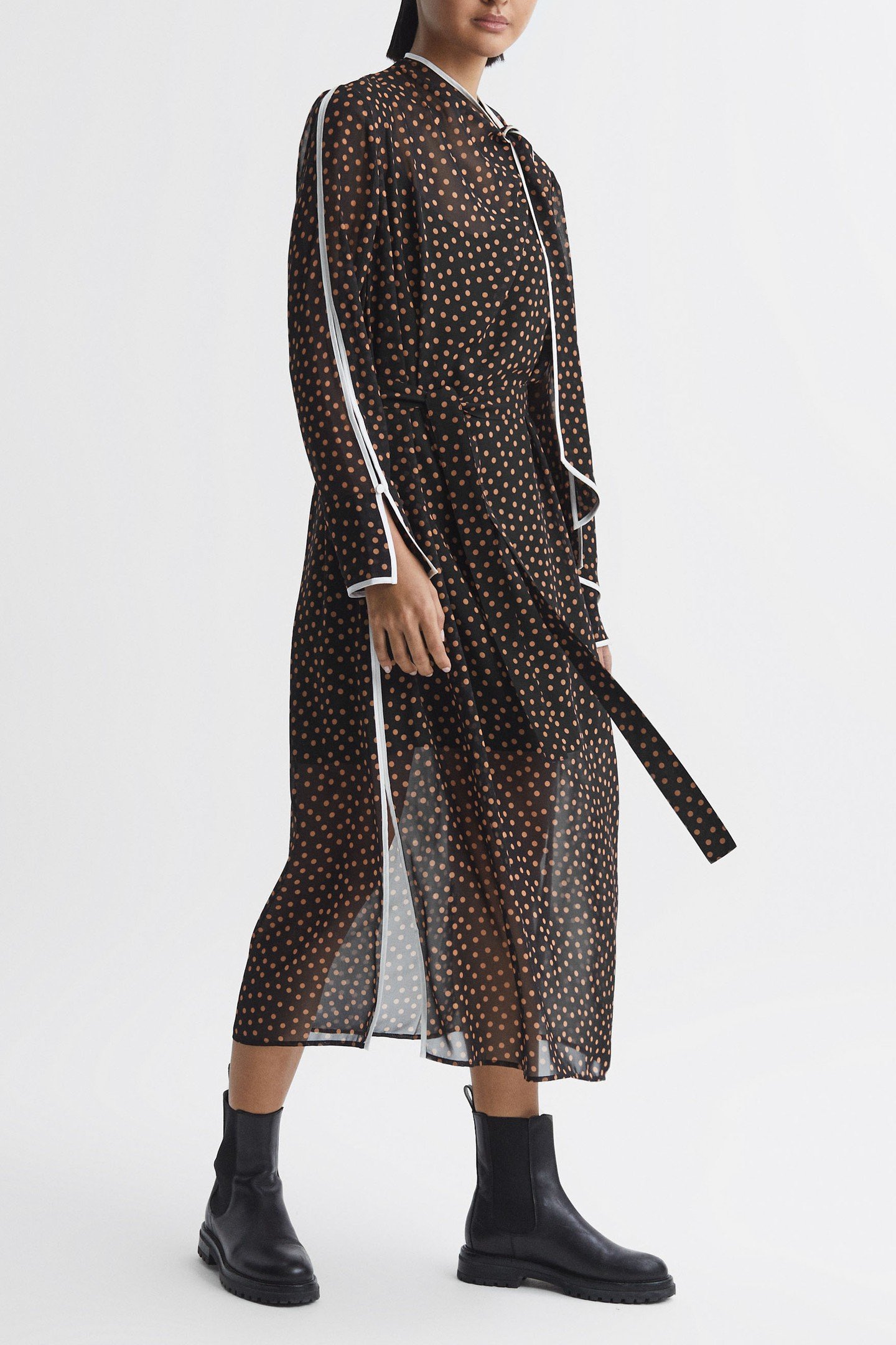 SPOT PRINT MIDI BLACK/BROWN 1