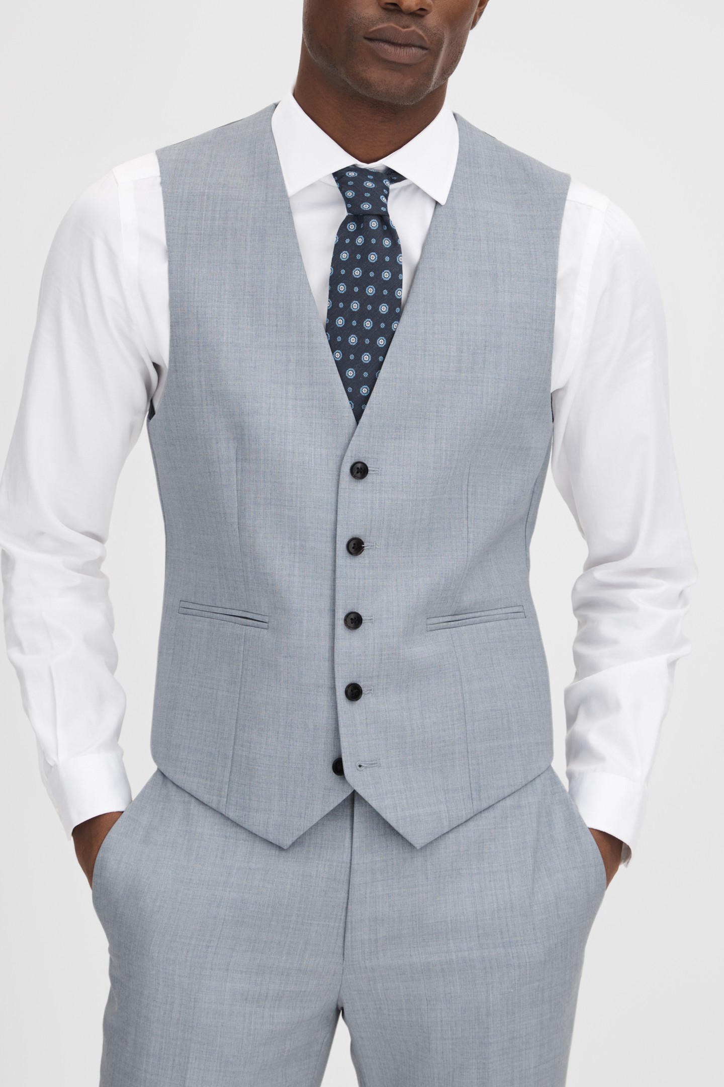 TEXTURED WEAVE WAISTCOAT SOFT BLUE 1