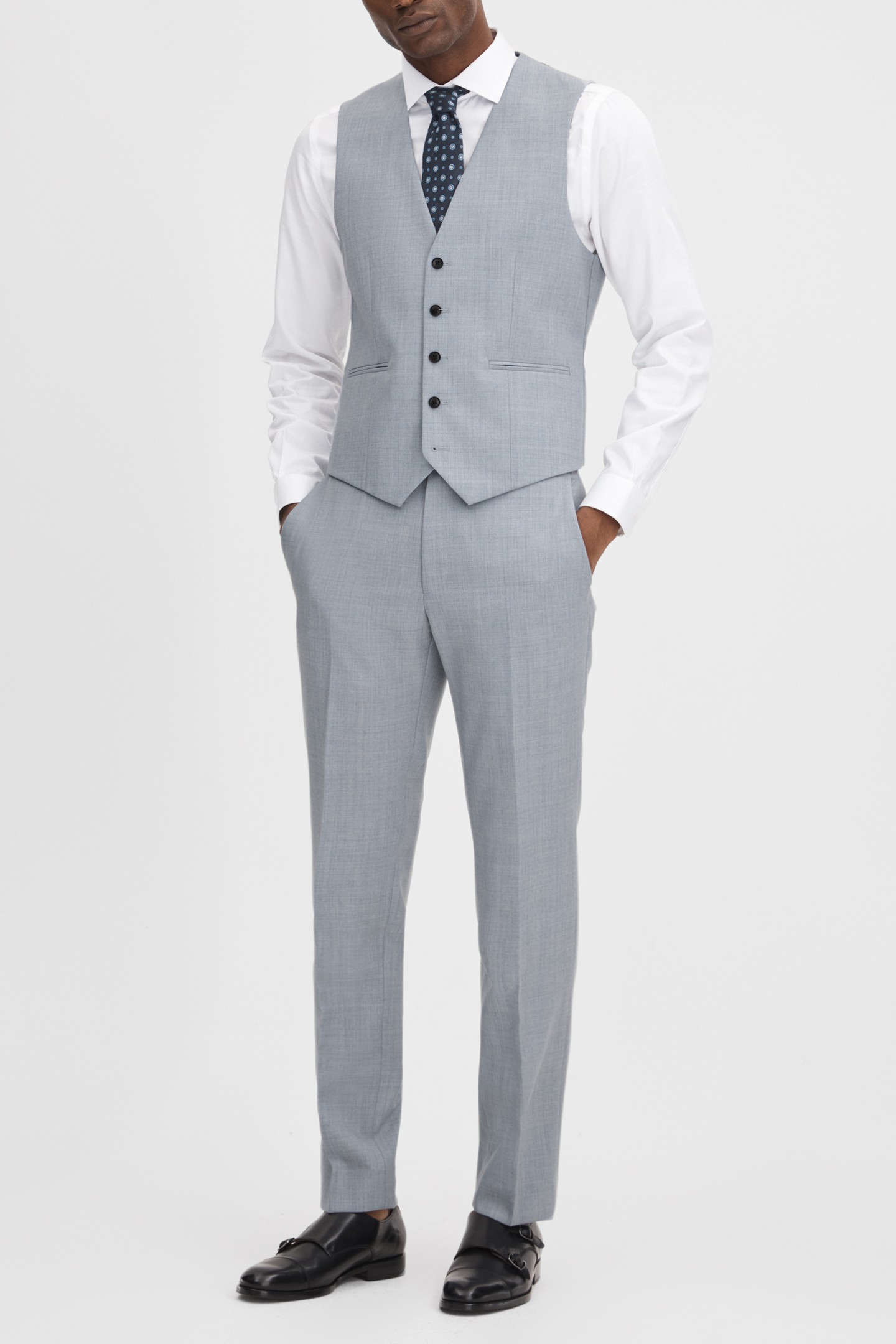 TEXTURED WEAVE WAISTCOAT SOFT BLUE 2