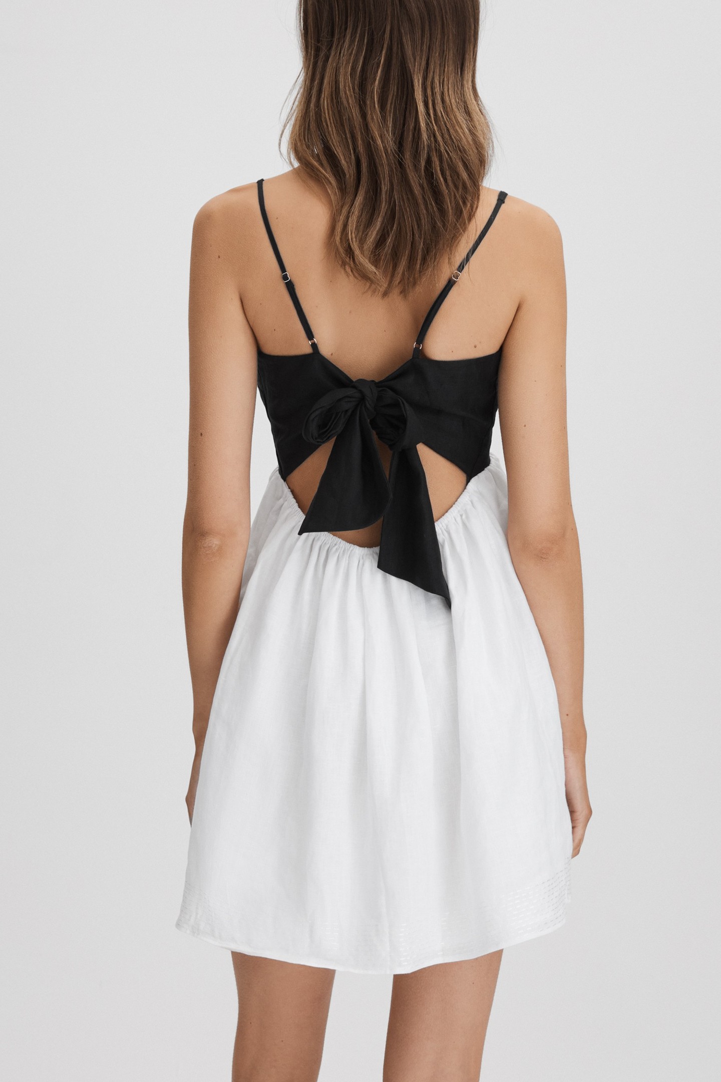 COLOR BLOCK RESORT MINI DRESS BLACK/WHITE 2