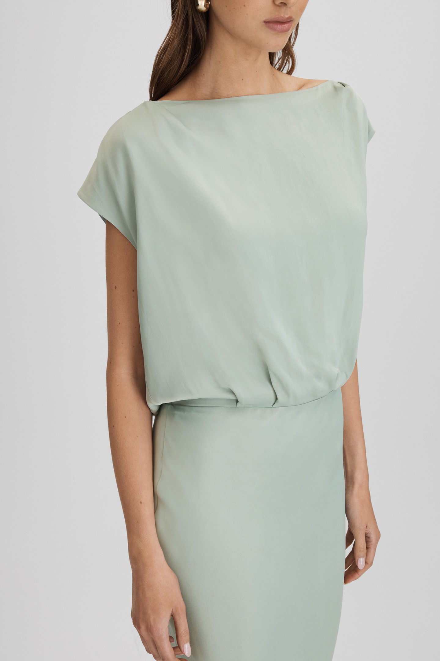 DRAPE NECK MAXI DRESS SAGE 2