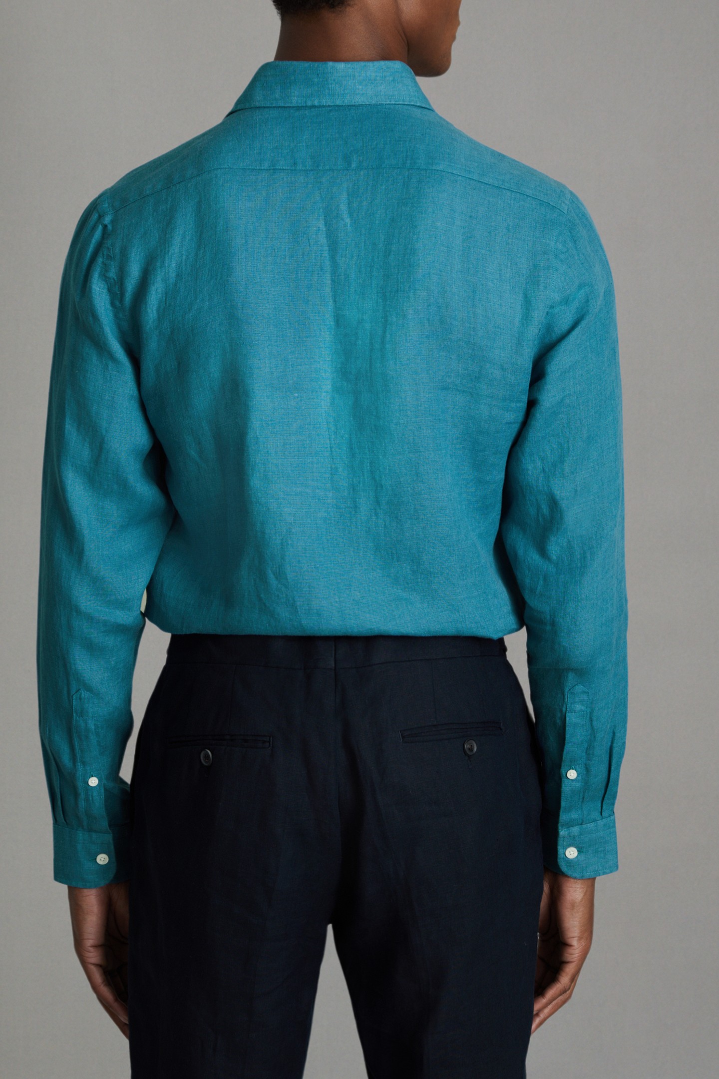 LONGSLEEVE LINEN SHIRT TEAL BLUE 3
