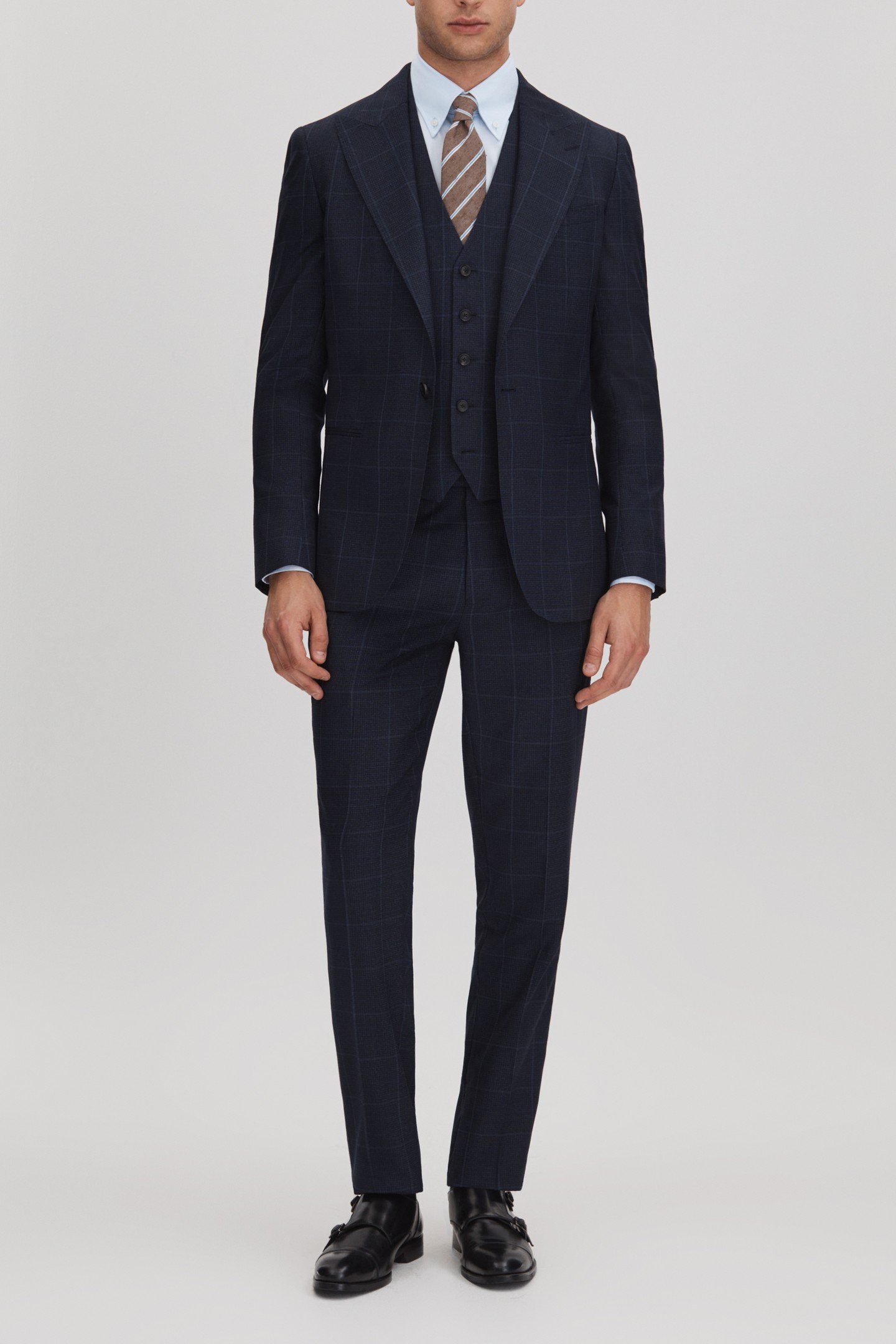 WINDOWPANE HORSESHOE WAISTCOAT NAVY 3