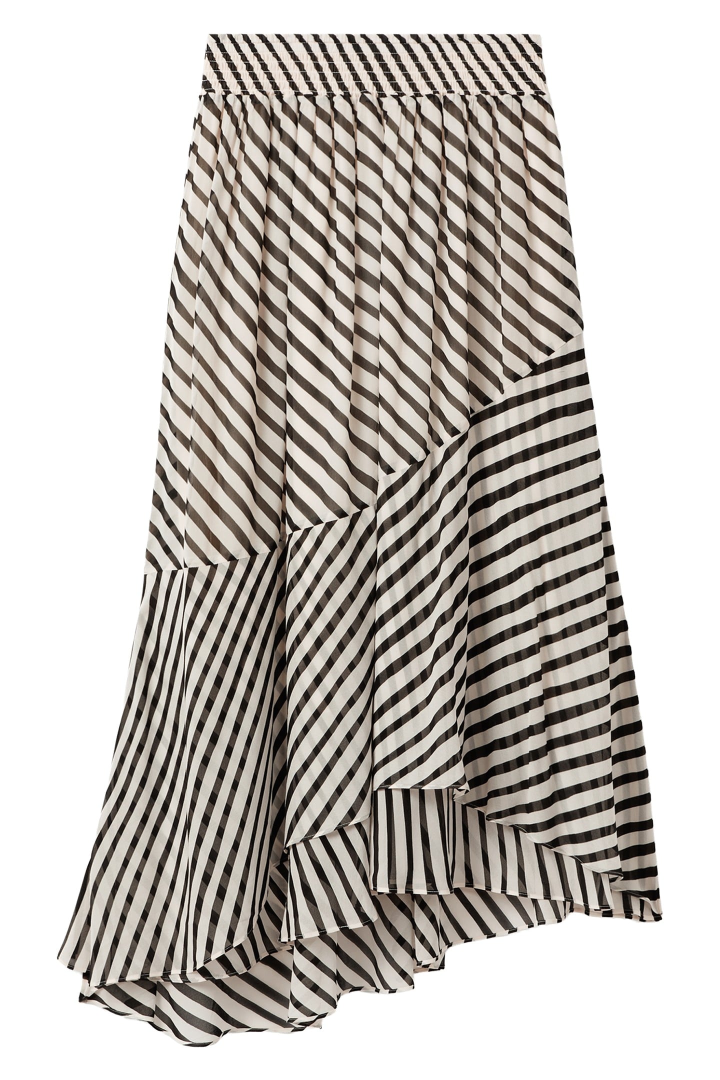 STRIPE ASYMMETRIC MIDI SKIRT BLACK/CREAM 3