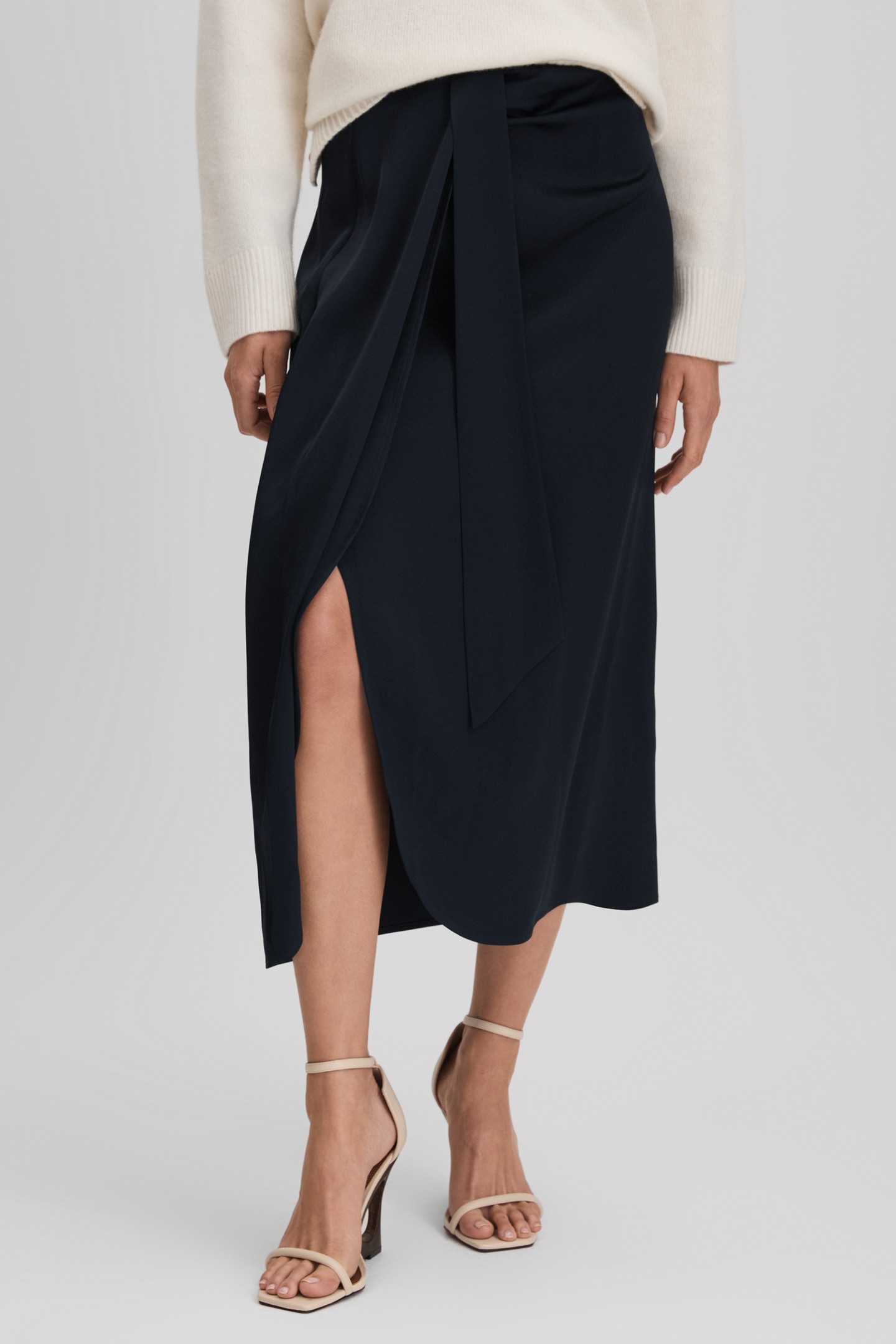 WRAP SLIP SKIRT NAVY 1