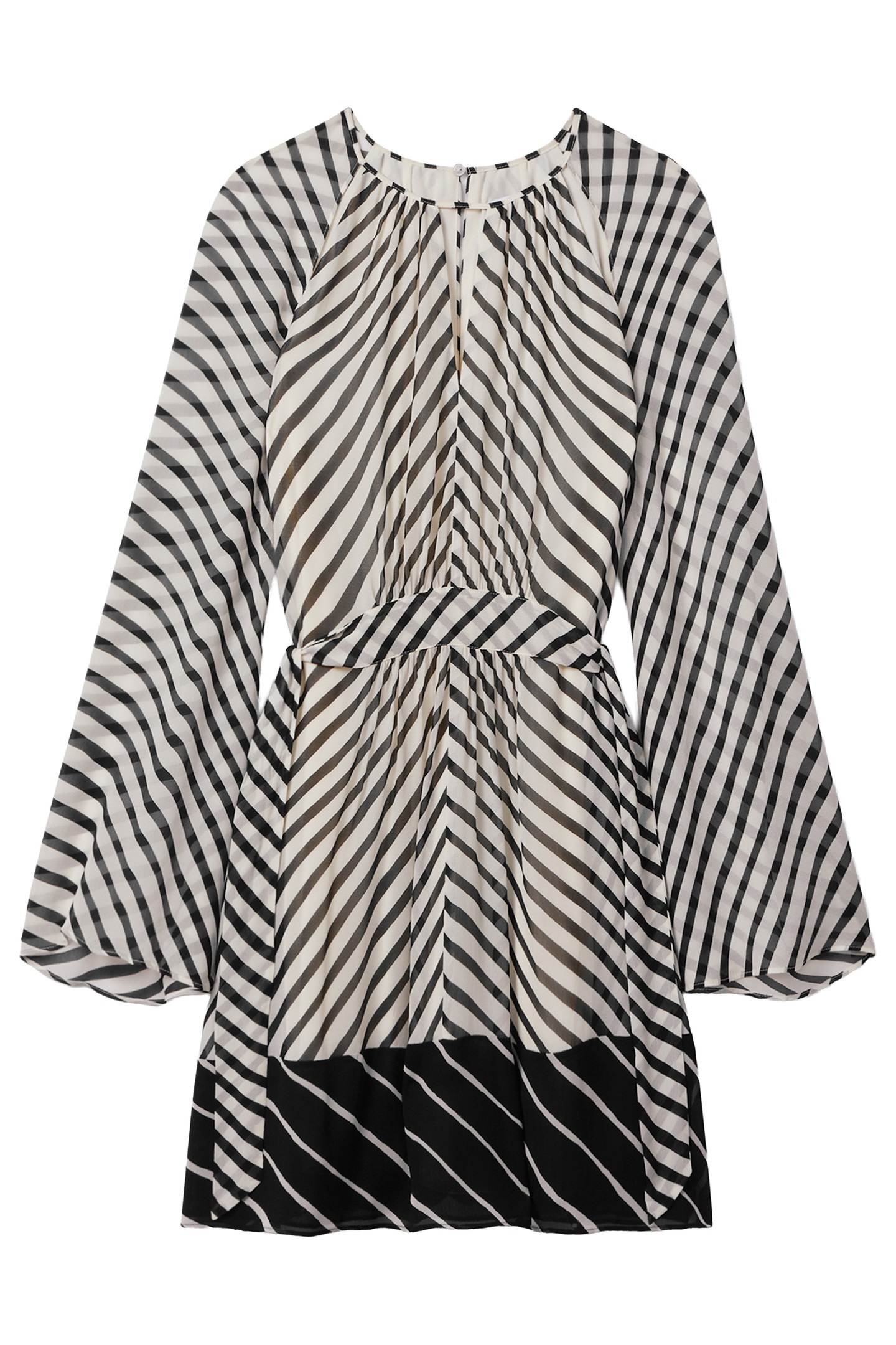 COLOR BLOCK STRIPE PRINT FLIPPY DRESS BLACK/NEUTRAL 4