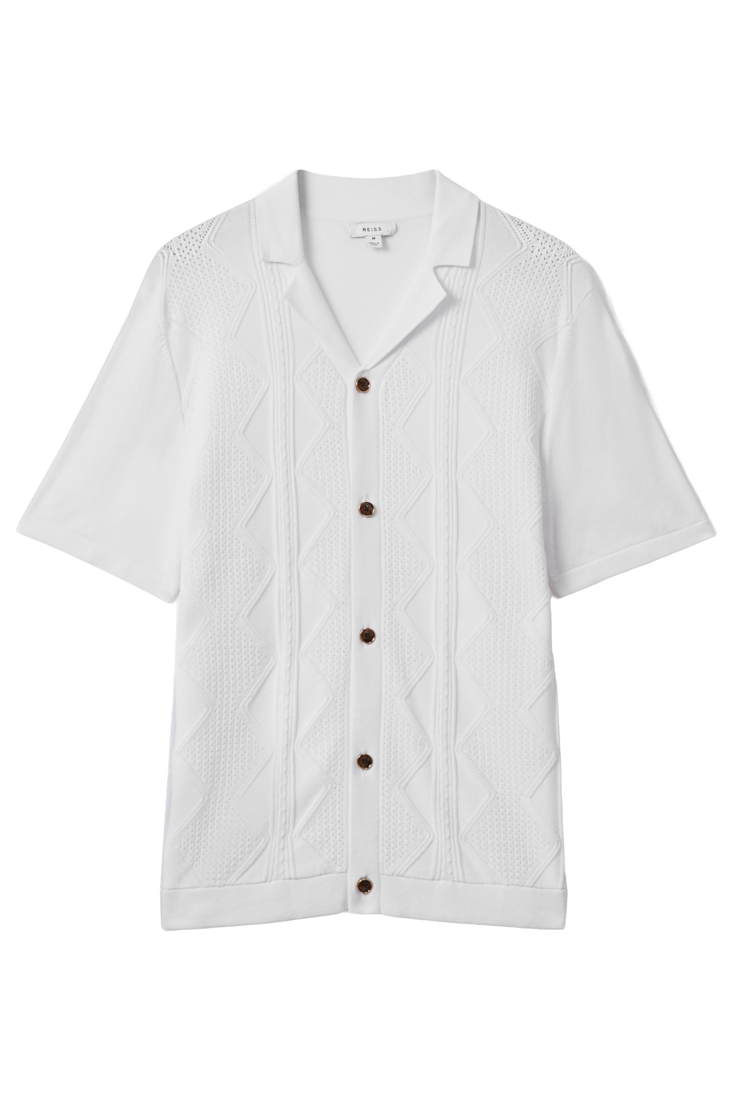 SHORTSLEEVE CUBAN PATTERN TEXTURED SHIRT WHITE 4