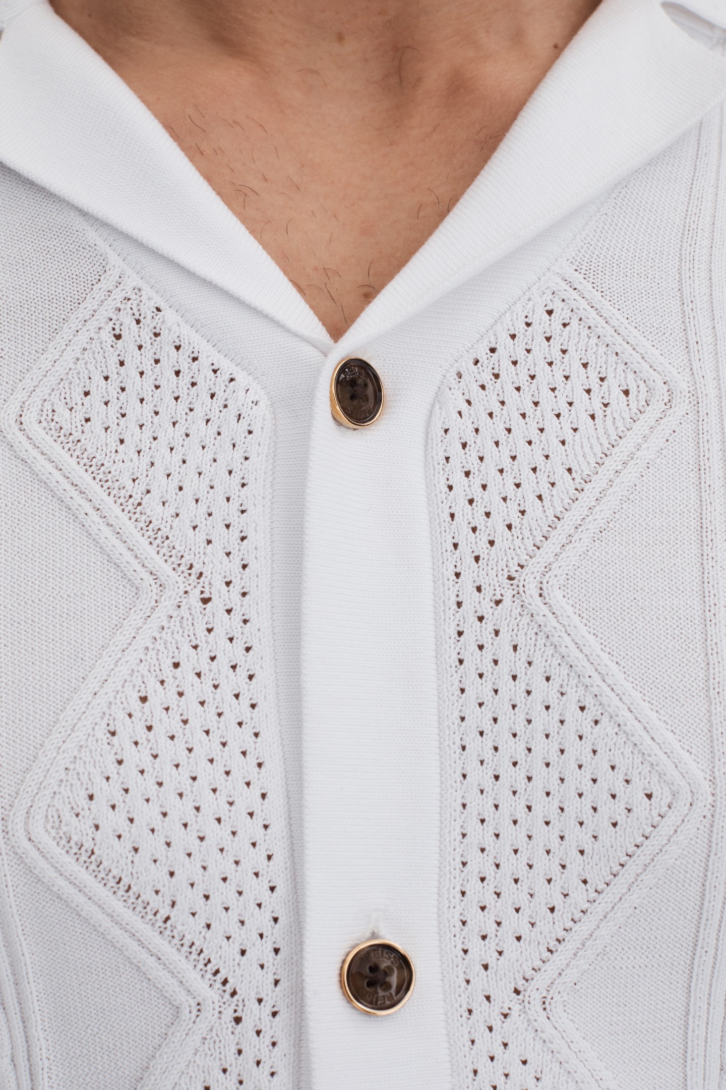 SHORTSLEEVE CUBAN PATTERN TEXTURED SHIRT WHITE 5