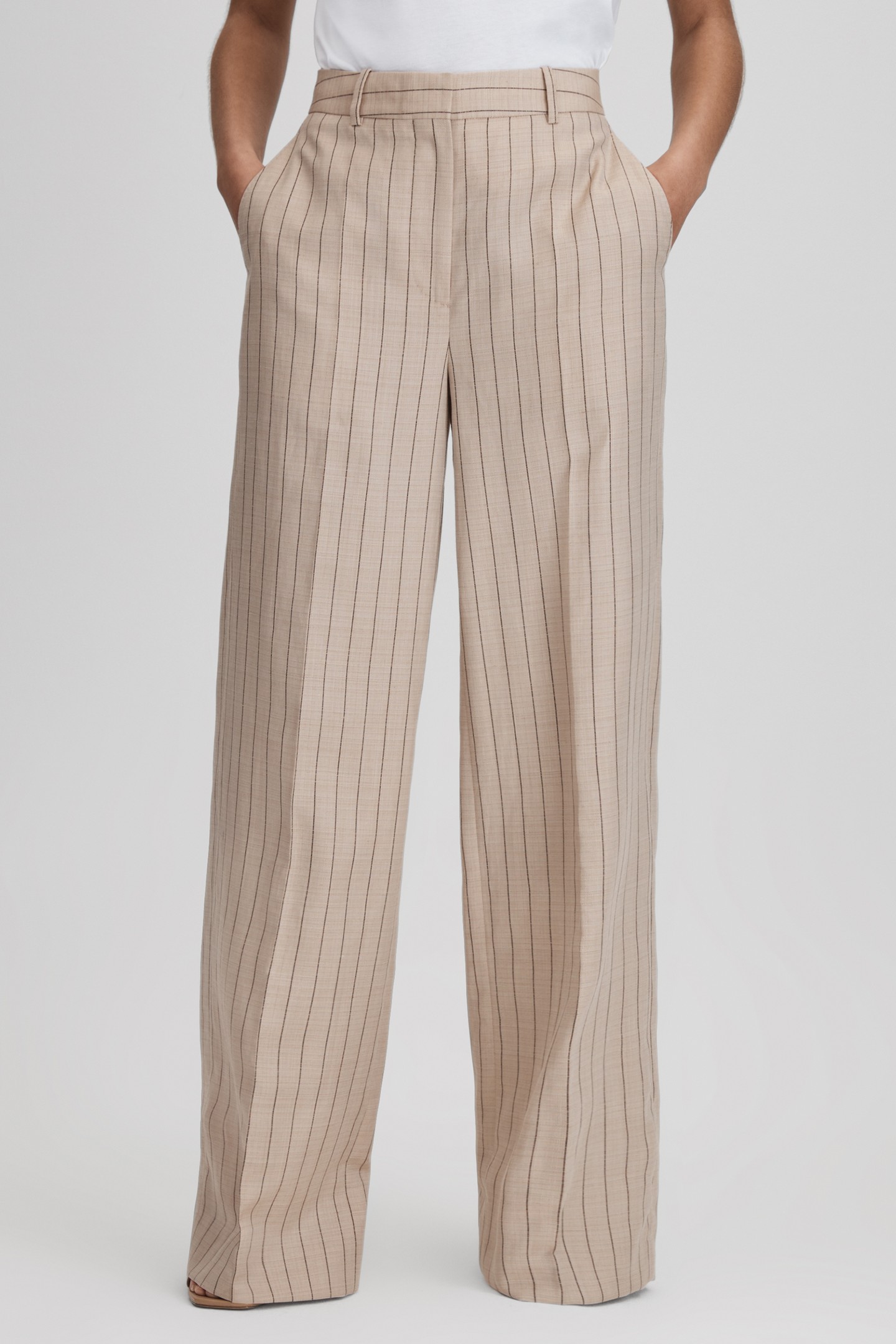 WIDE LEG PIN STRIPE TROUSER NEUTRAL 1