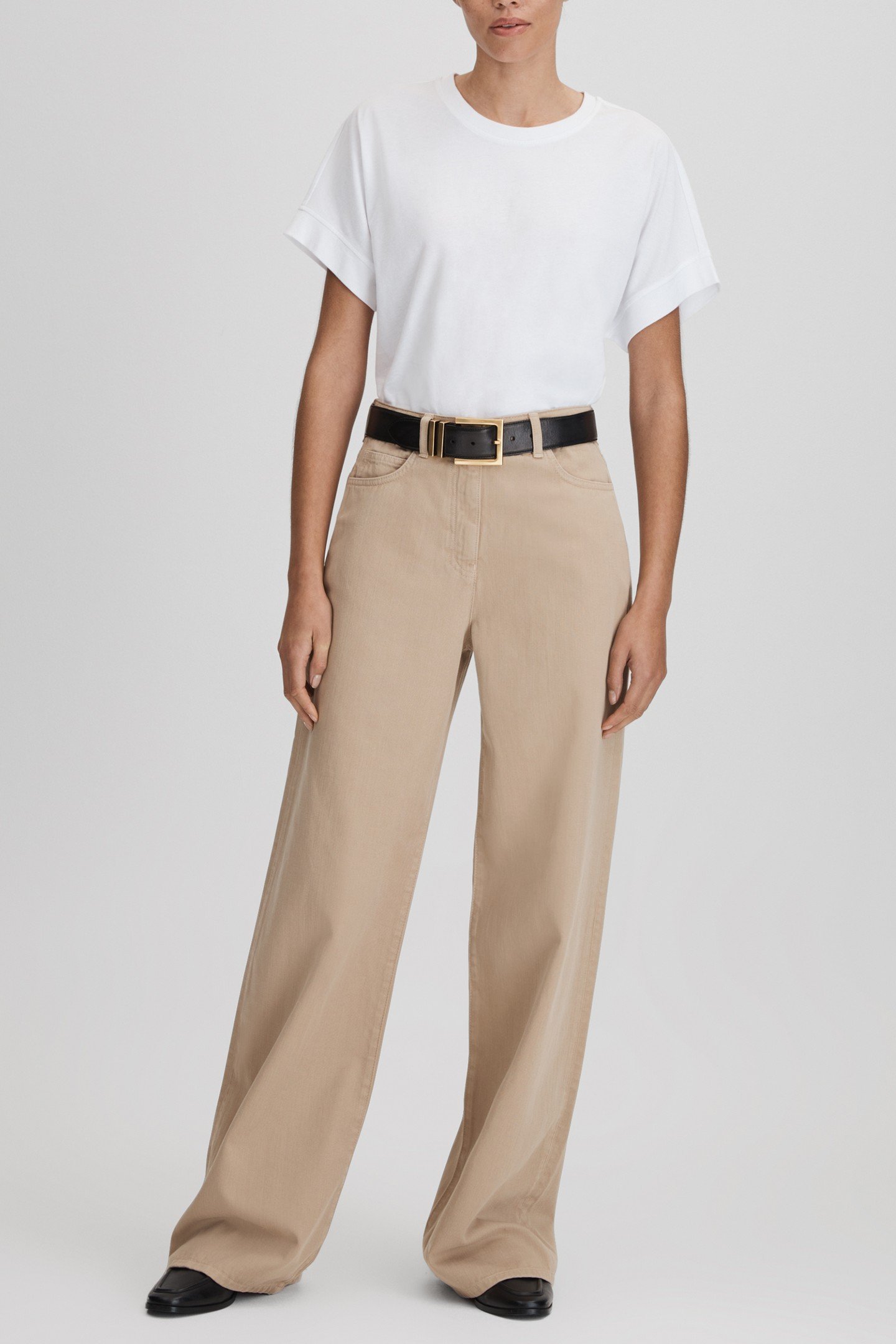 COTTON DENIM WIDE LEG TROUSER LIGHT CAMEL 3