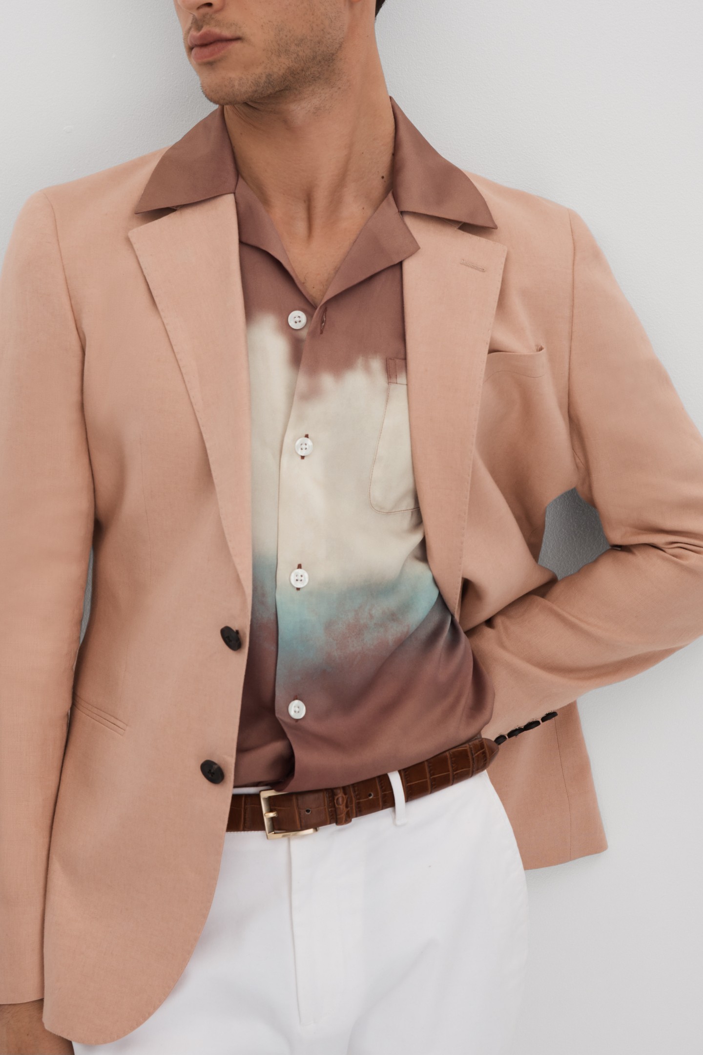 SHORTSLEEVE CUBAN OMBRE PRINT SHIRT TOBACCO 5