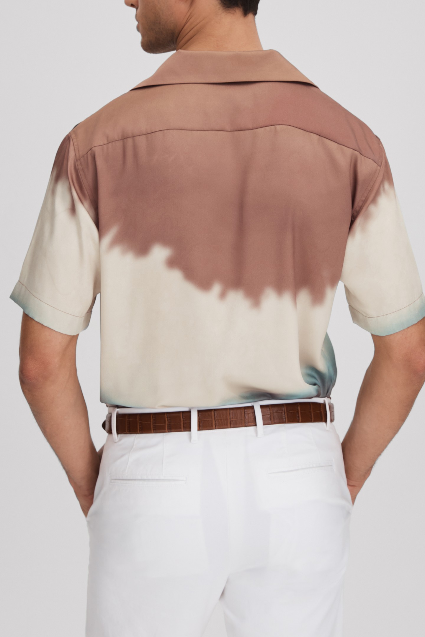 SHORTSLEEVE CUBAN OMBRE PRINT SHIRT TOBACCO 3
