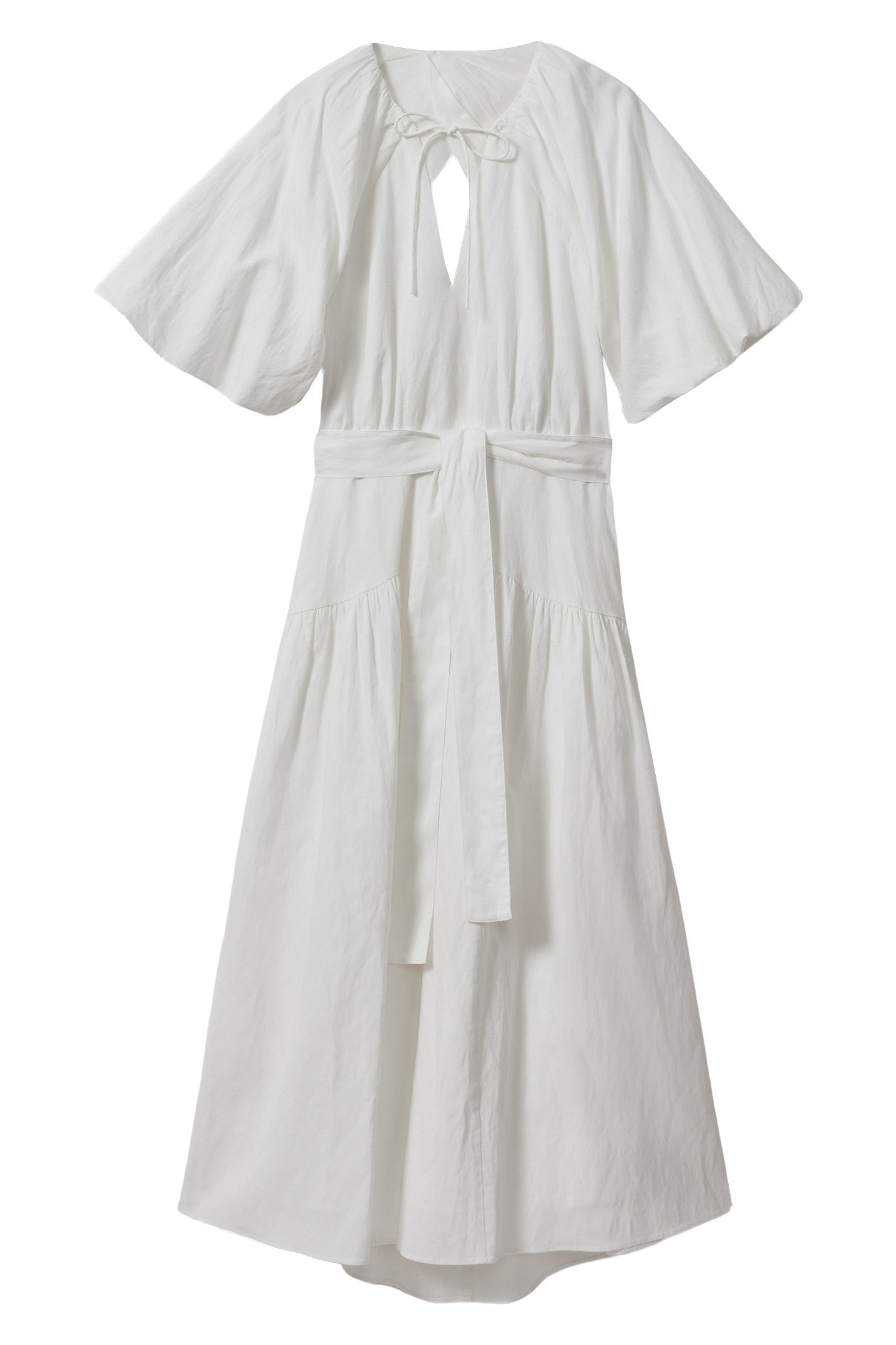 COTTON PUFF SLEEVE DRESS WHITE 1