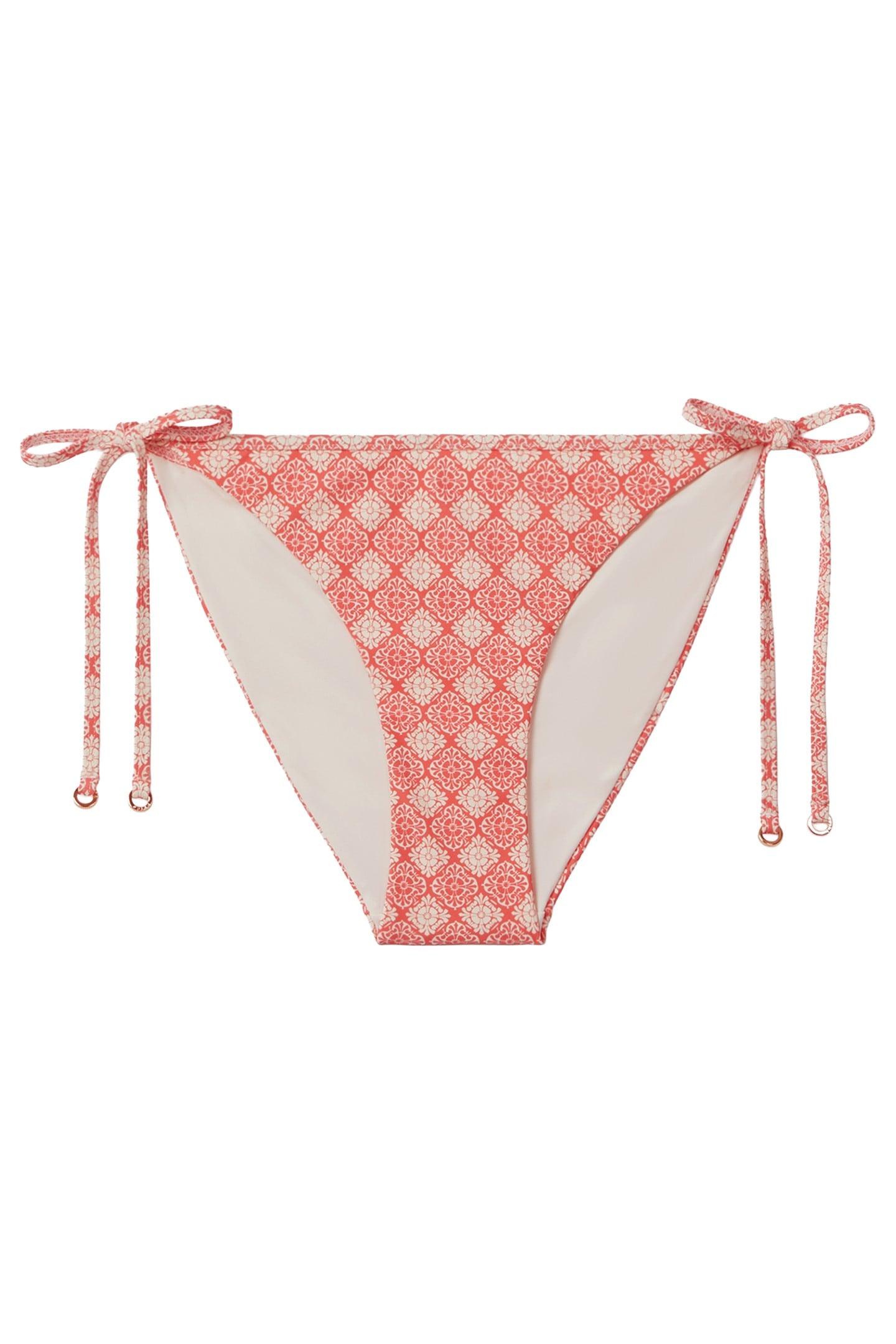 FERN PRINT TIE SIDE BOTTOM CREAM/CORAL 3