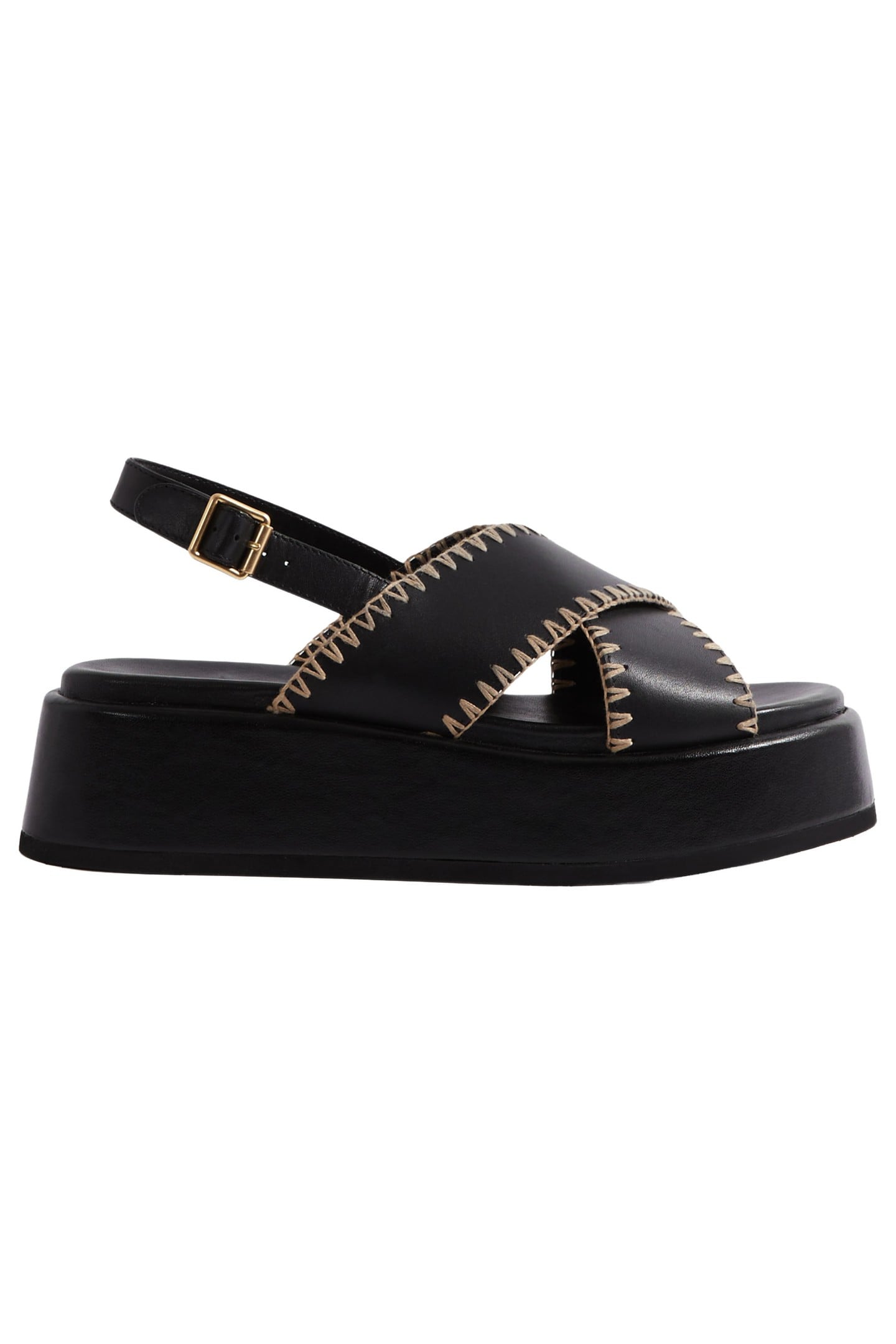 CROSHORTSLEEVE BACK STITCH SANDAL BLACK 1