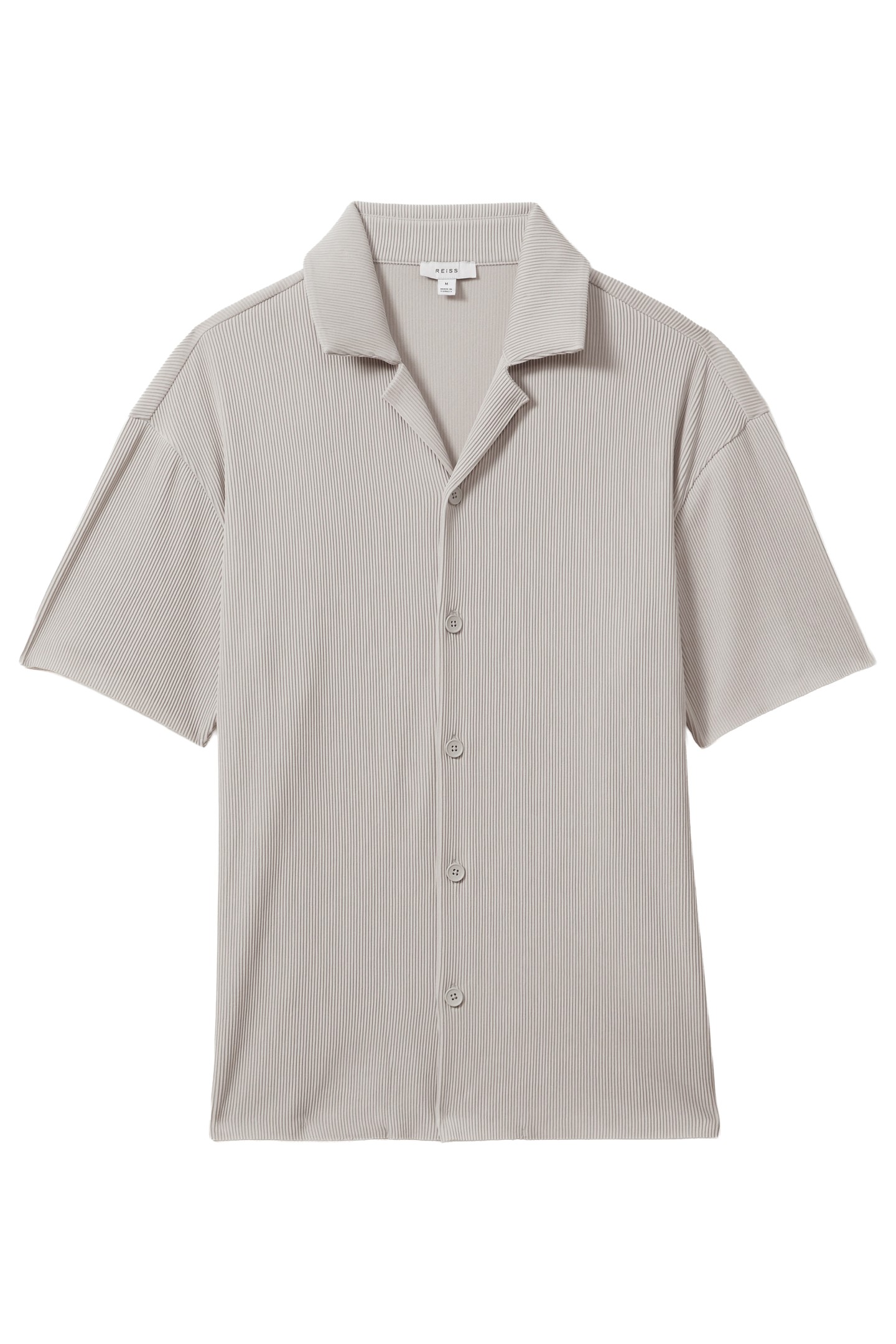 SHORTSLEEVE CUBAN OTTOMAN RIB BUTTON THROUGH SHIRT SILVER 4