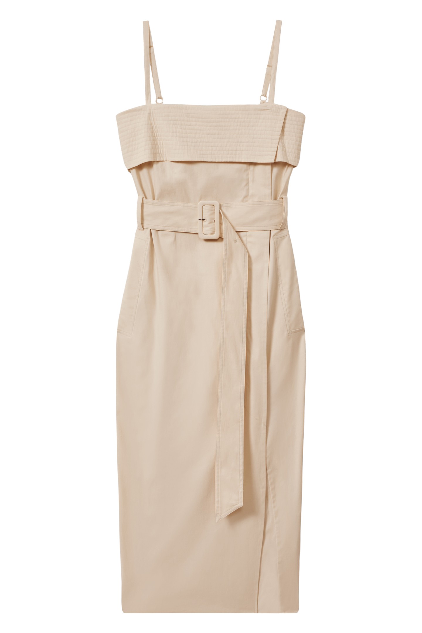 COTTON CARGO MIDI DRESS STONE 3