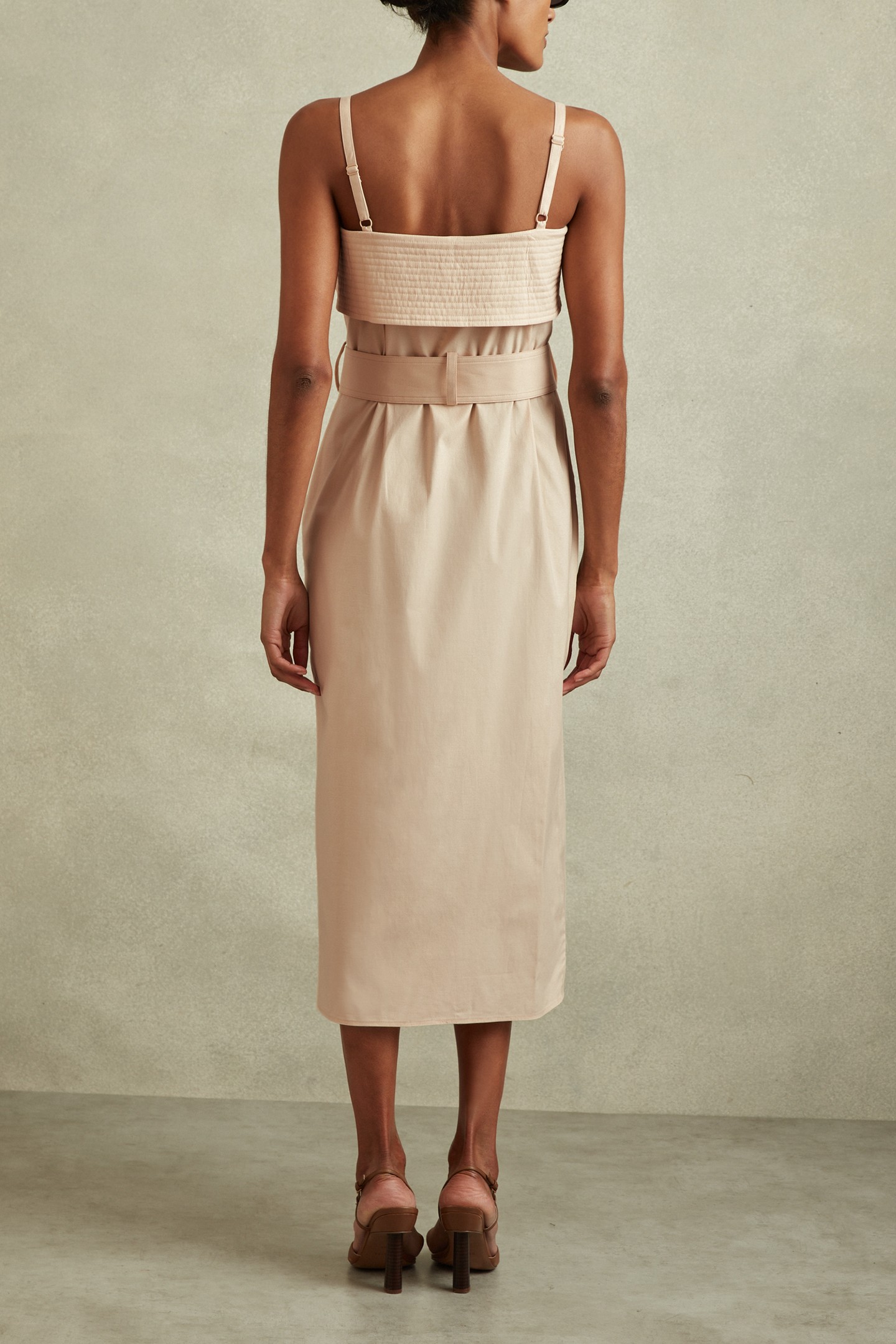 COTTON CARGO MIDI DRESS STONE 2