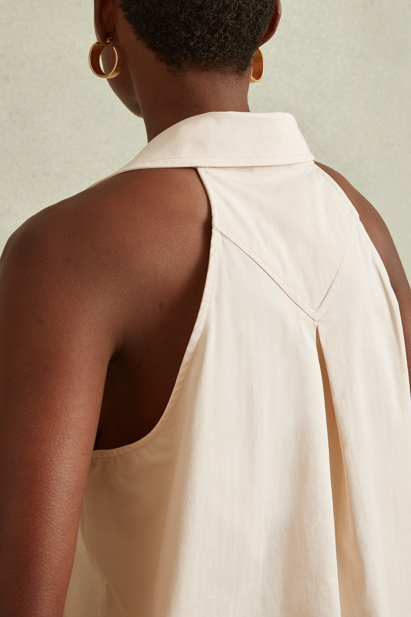 COTTON COLLAR SLEEVELESHORTSLEEVE TOP NEUTRAL 1