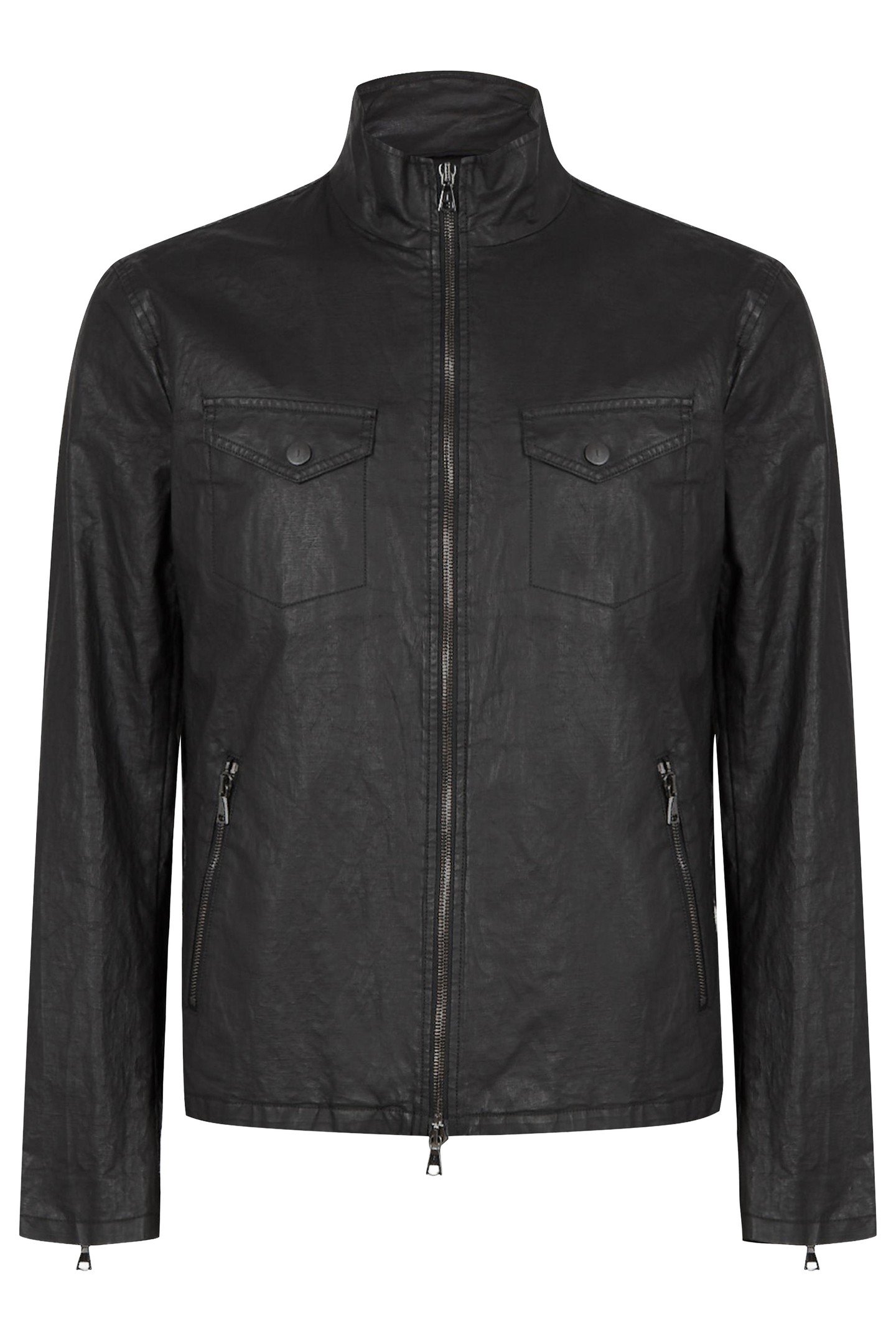 GARMENT WASHED SLIM FIT ZIP FRONT CLOSURE JACKET BLACK 3