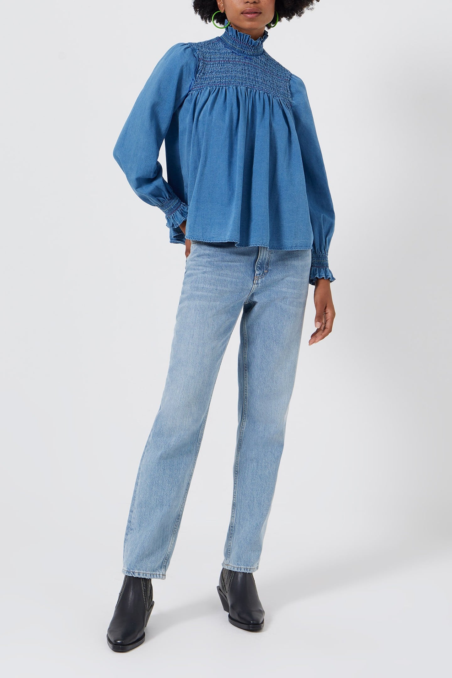 ZAVES CHAMBRAY HIGH NK LS SHRT DARK STONE WASH 1