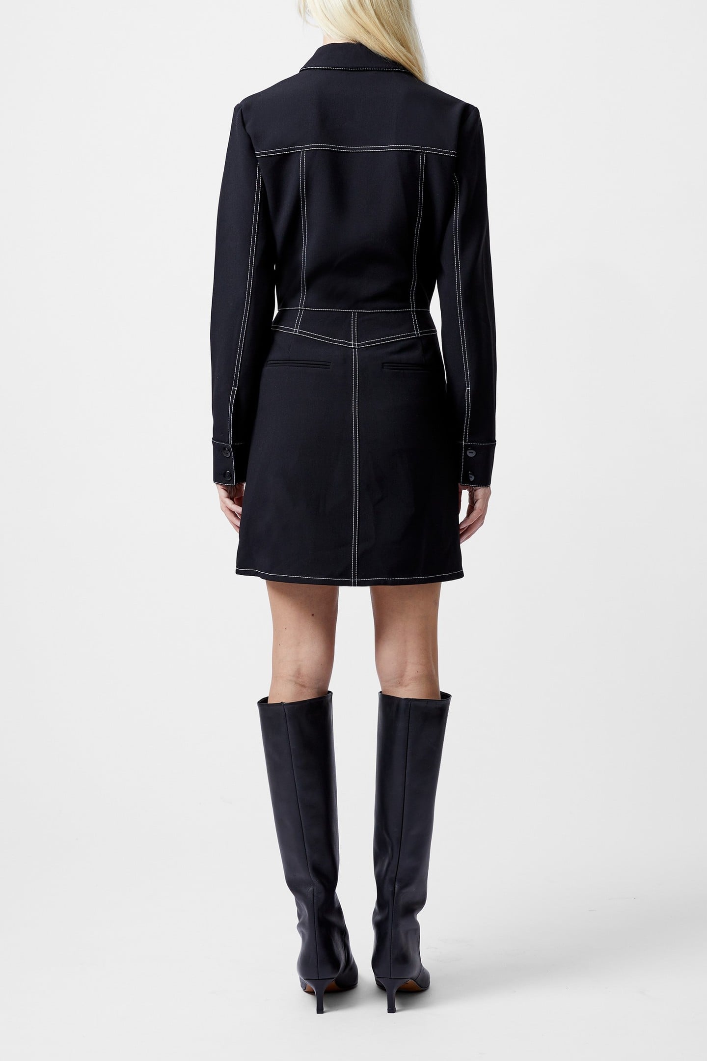 AZRA TWILL MINI DRESS UNLINED BLACK 4