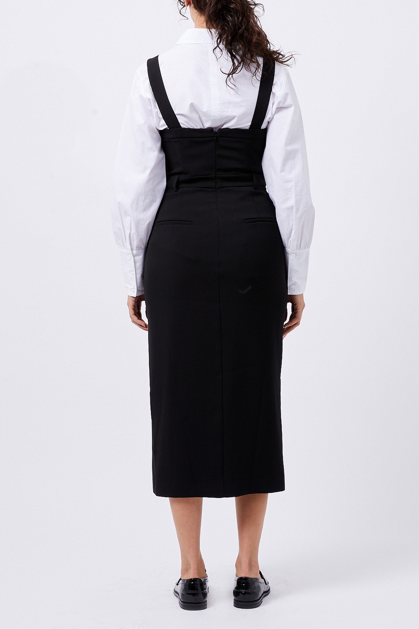 HARRIE SUITING PINAFORE MIDI BLACK 4