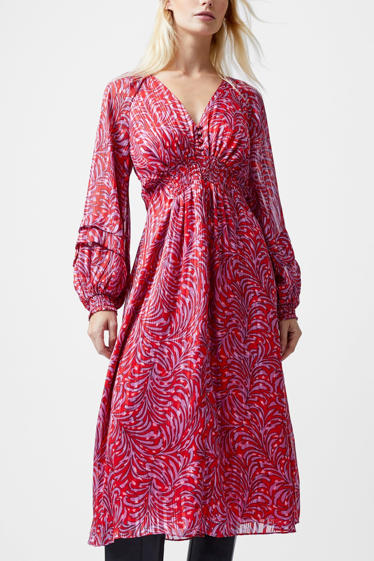 AMY CALISTA MIDI DRESS SCARLET RED MULTI 1