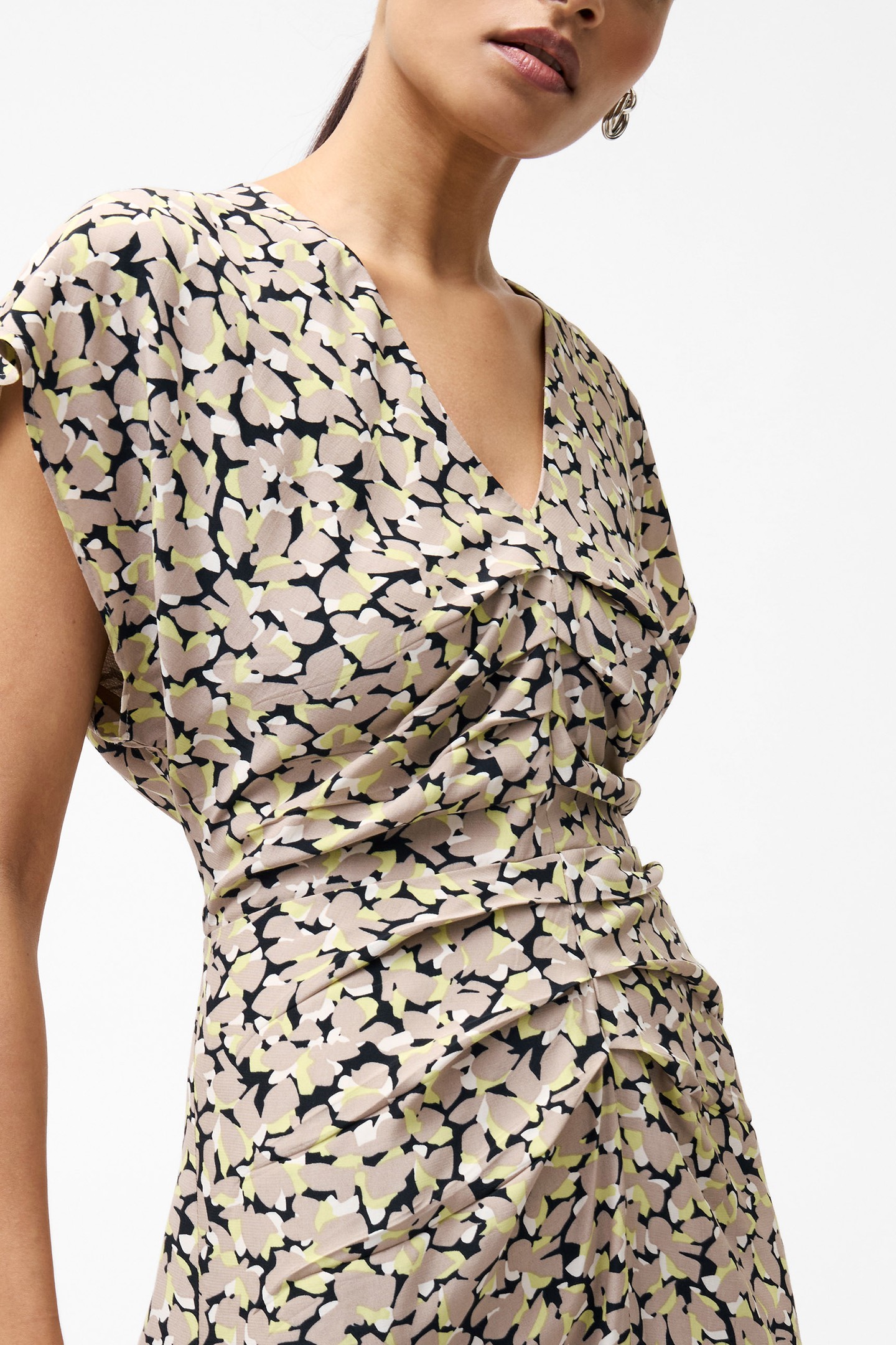 LILLIAN DRAPPED FRONT DRESS GOLDEN OLIVE KHAKI 10