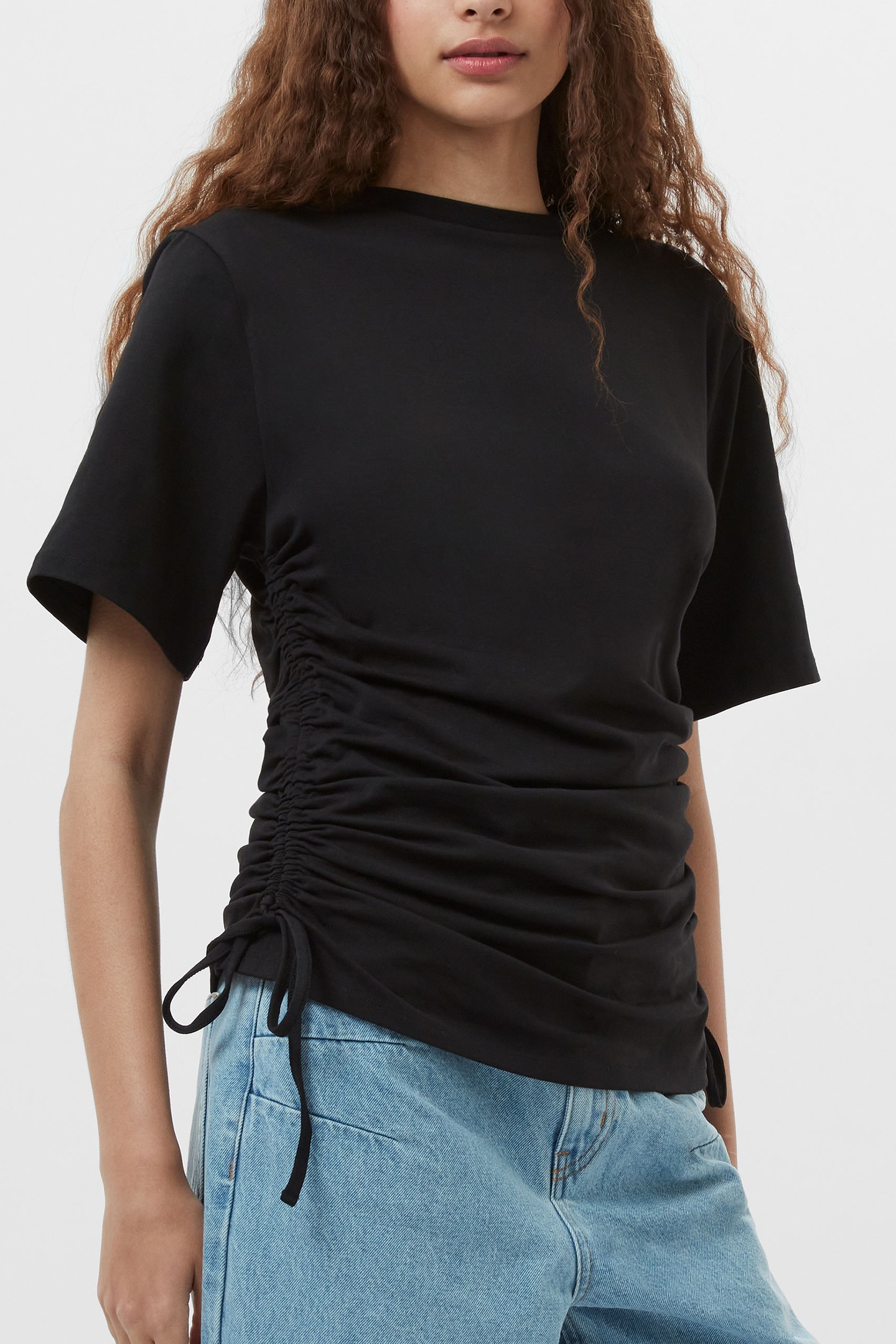 RALLIE DRAWSTRING T SHIRT BLACK by French Connection