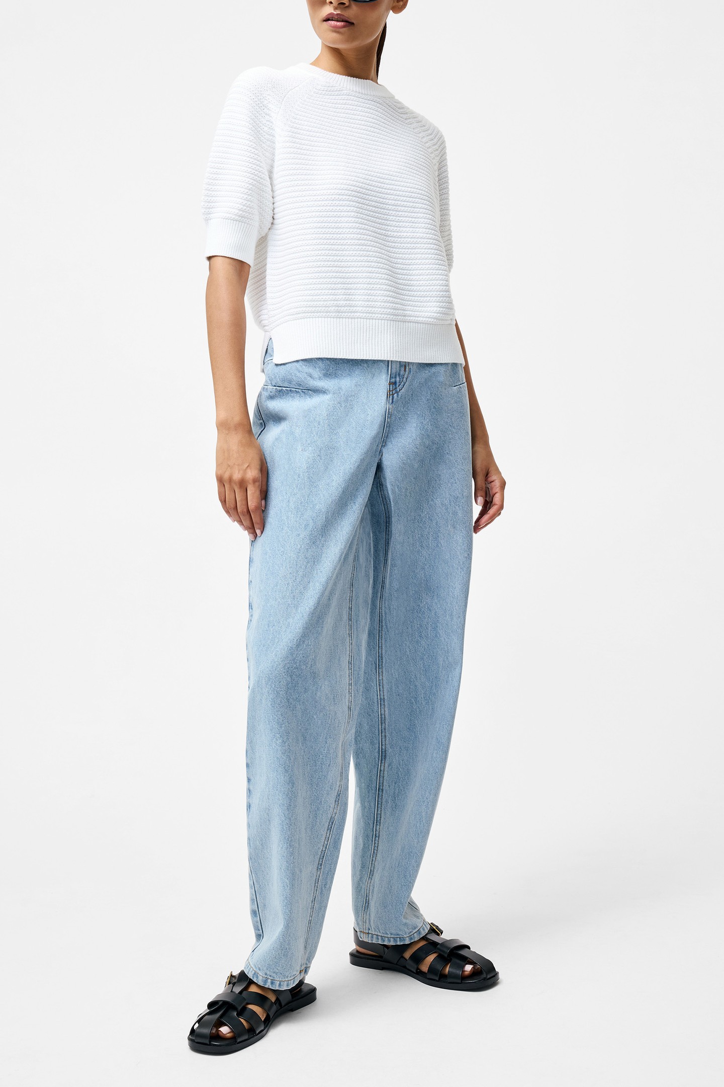 LILY SS HIGH NECK TOP LINEN WHITE 1