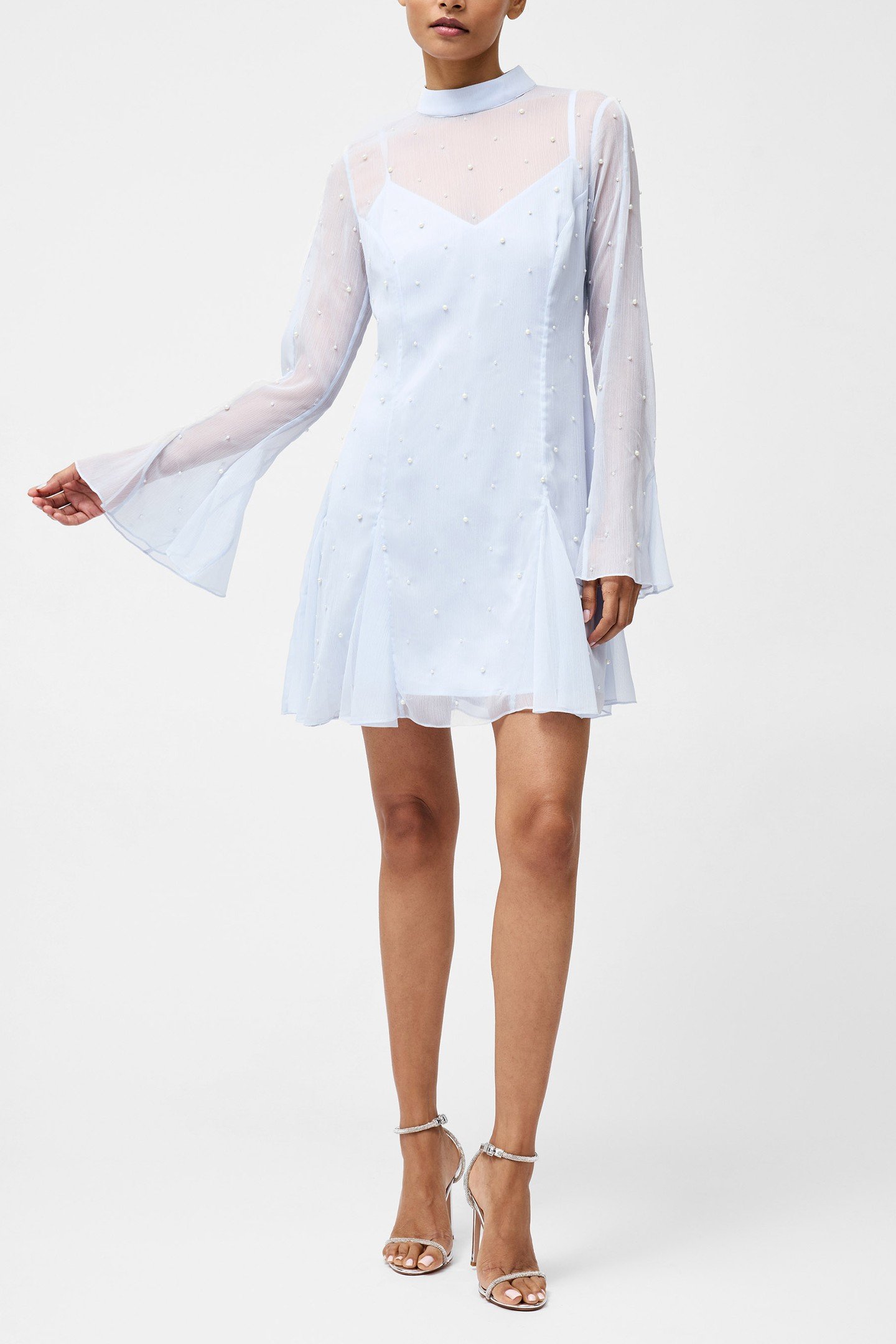 ELIZABEH CHIFFON PEARL DRESS POWDER BLUE 1