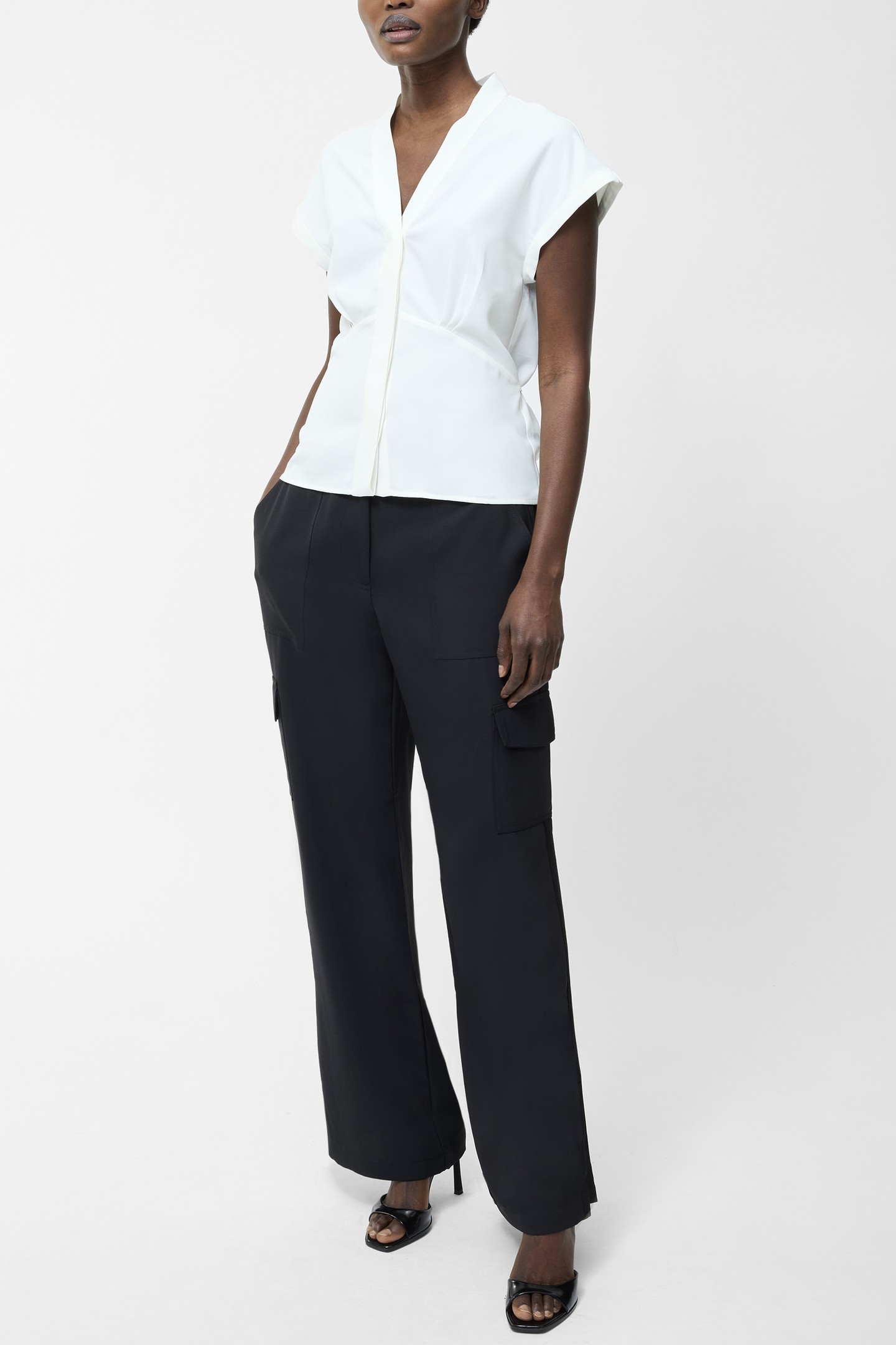 CREPE VEE BLOUSE SUMMER WHITE 1